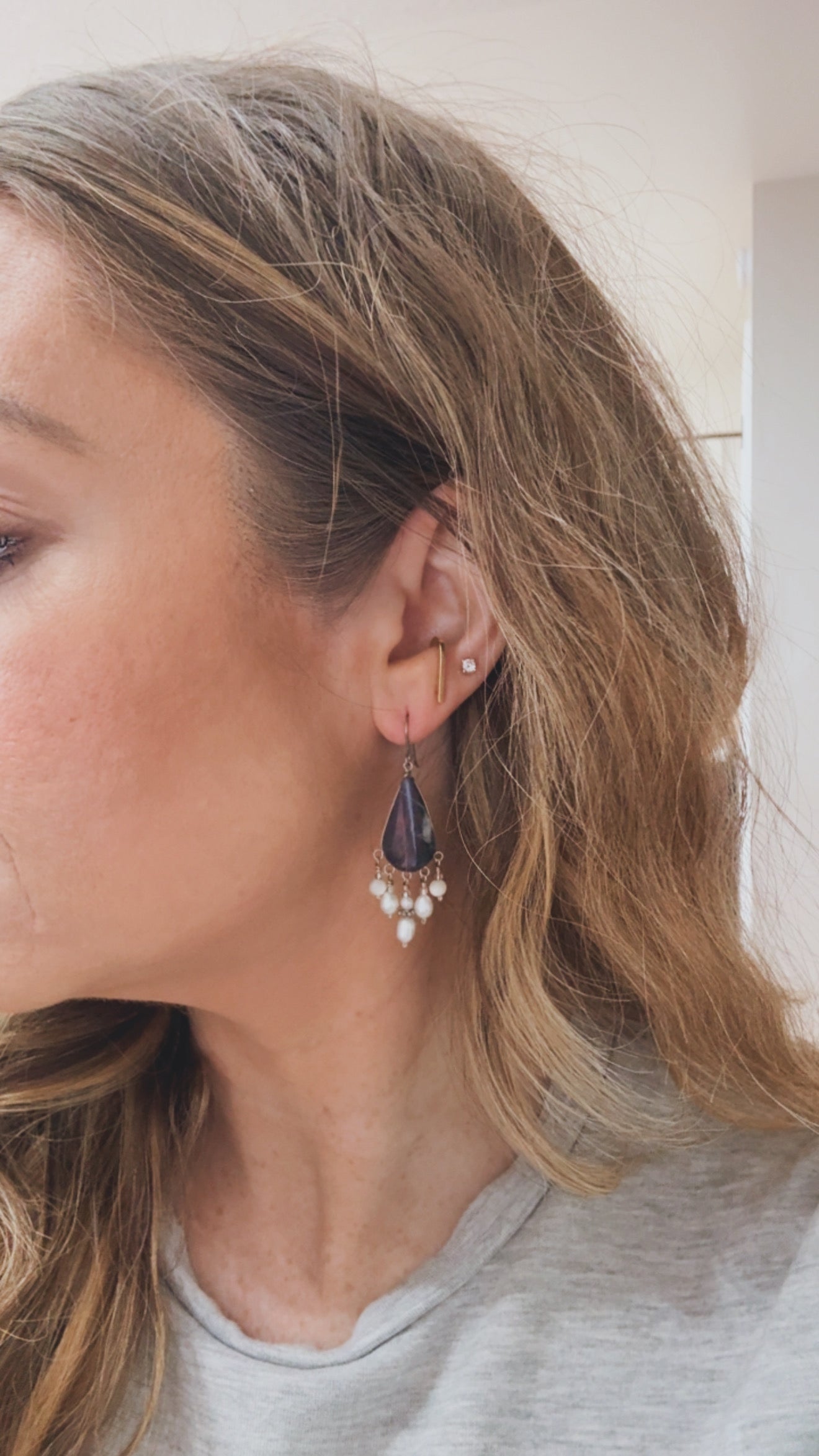 “The Golden Collection” Midnight Tide Handmade Beaded Surgical Steel Earrings