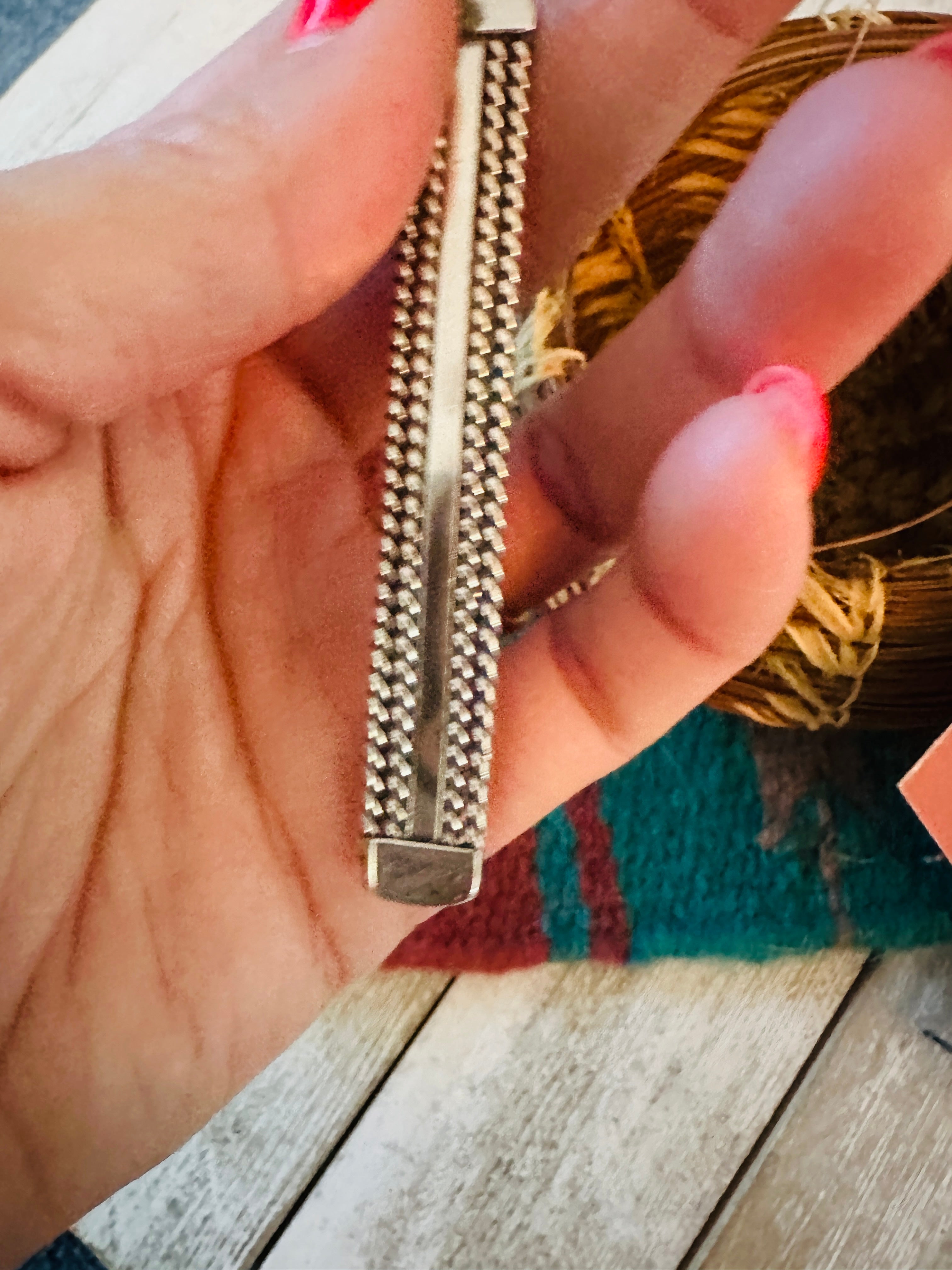 Handcrafted Sterling Silver & Turquoise Five Stone Drop Dangle Earrings