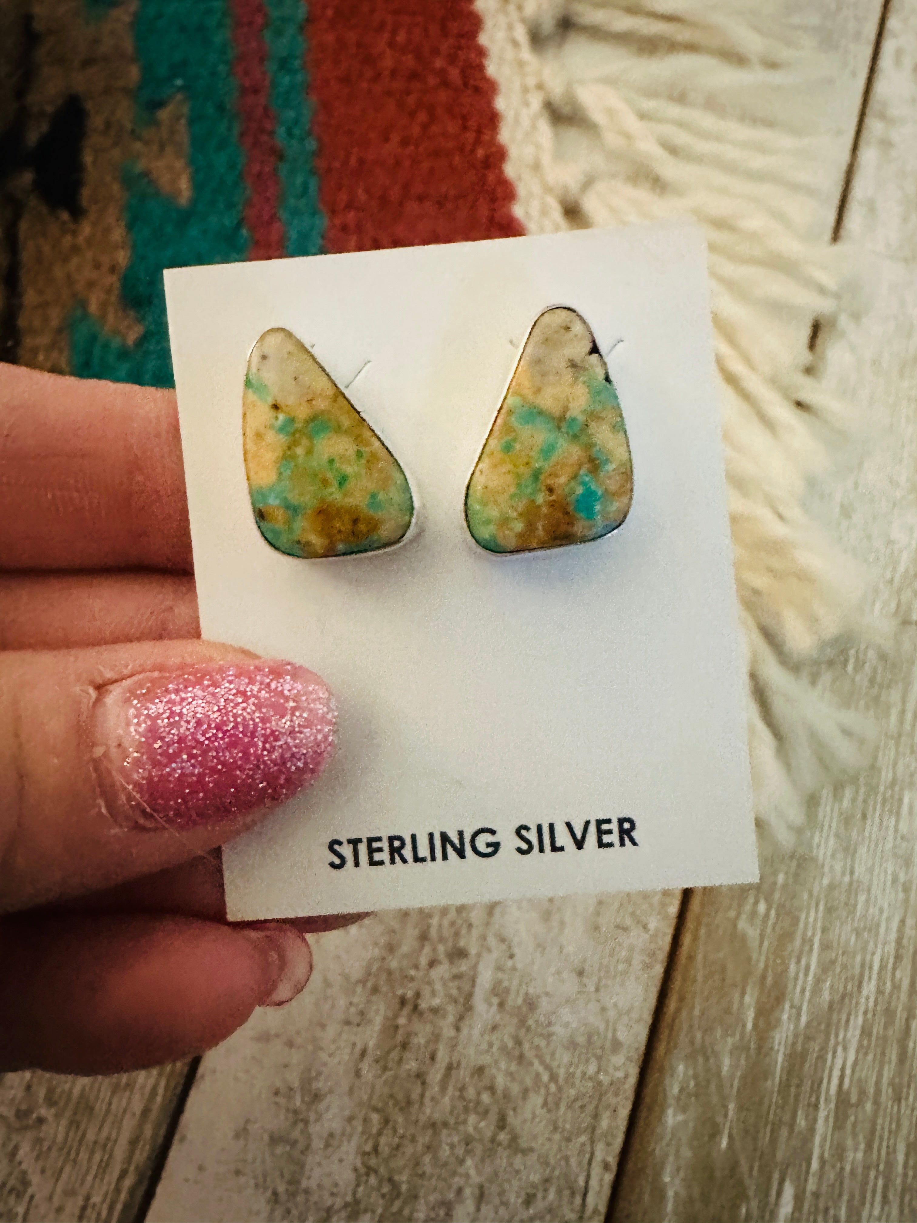 Navajo Sterling Silver & Turquoise Post Earrings
