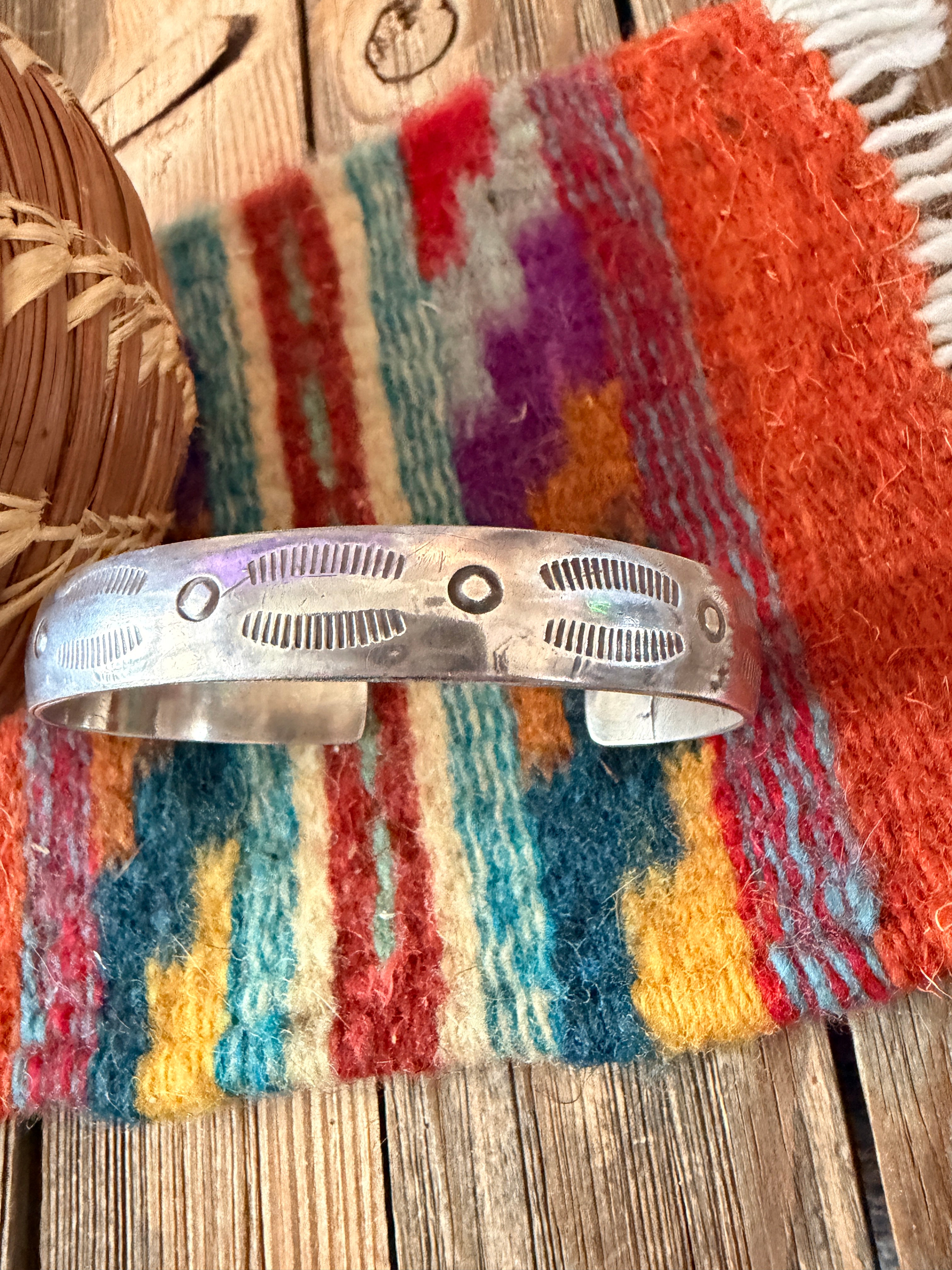 Handcrafted Old Pawn Sterling Silver Cuff Bracelet