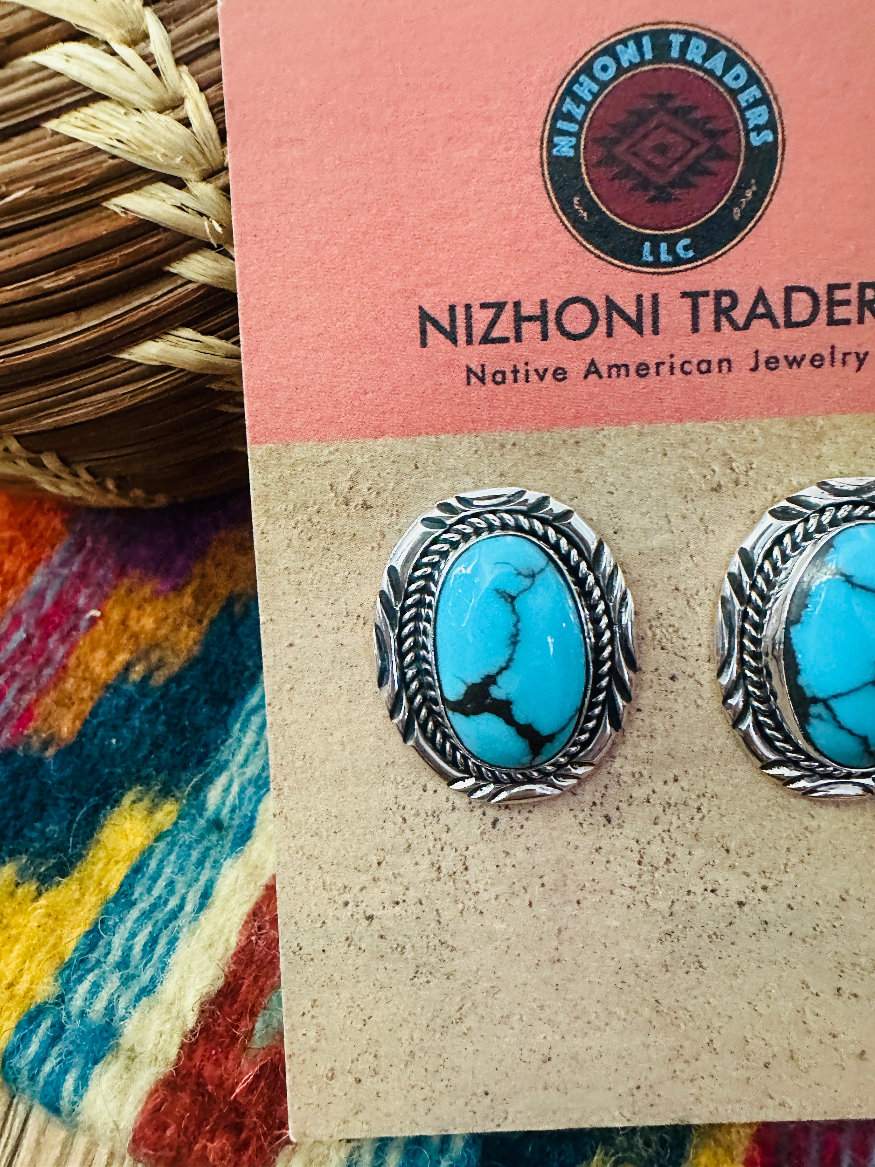 Handcrafted Turquoise & Sterling Silver Post Earrings