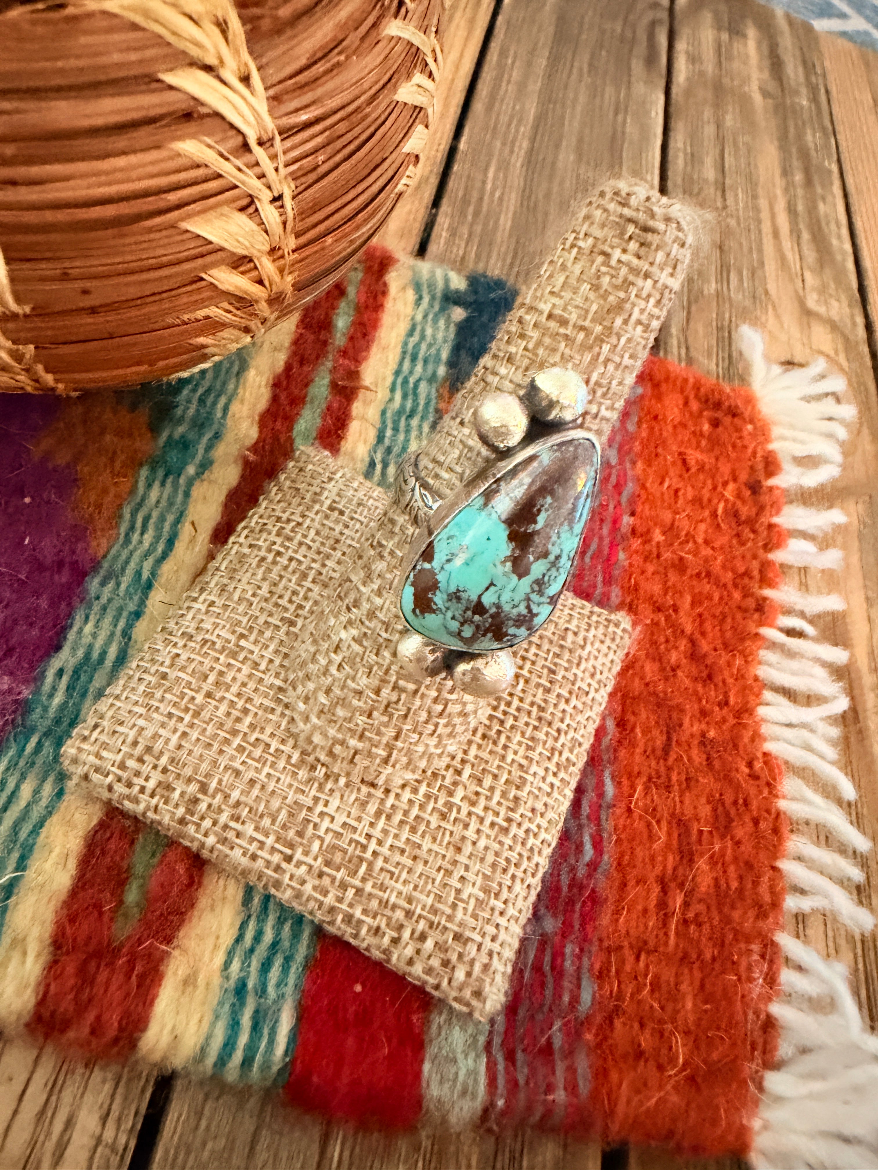 Handmade Sterling Silver and Turquoise Adjustable Ring