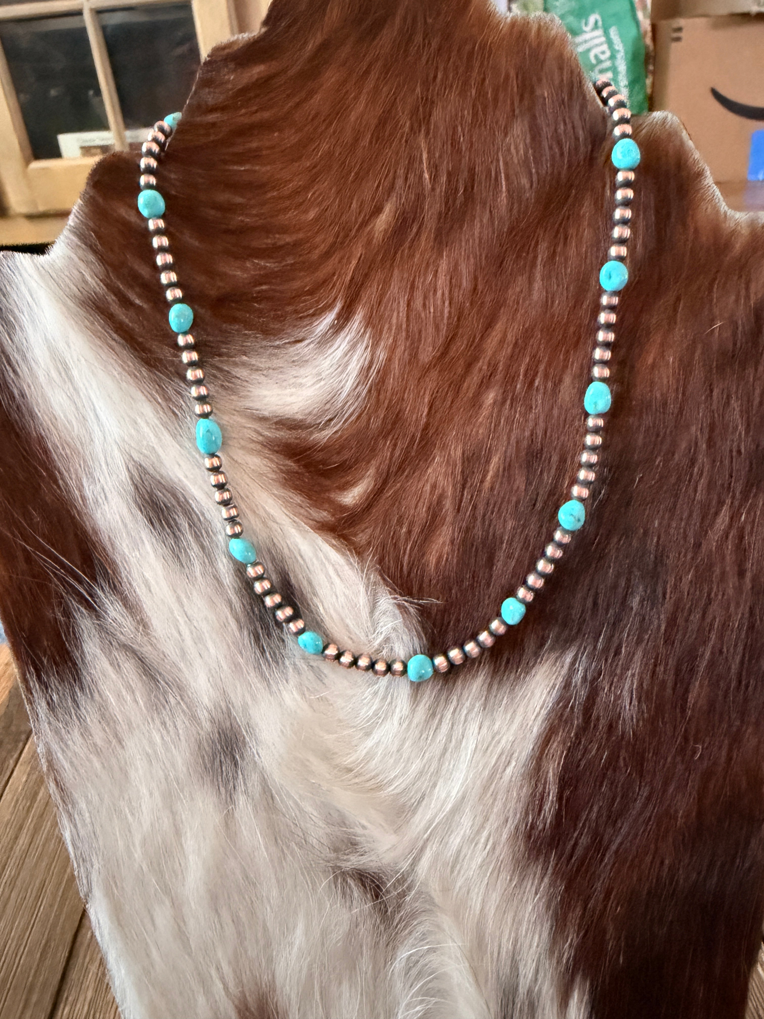 Handcrafted Turquoise & Copper Beaded Necklace