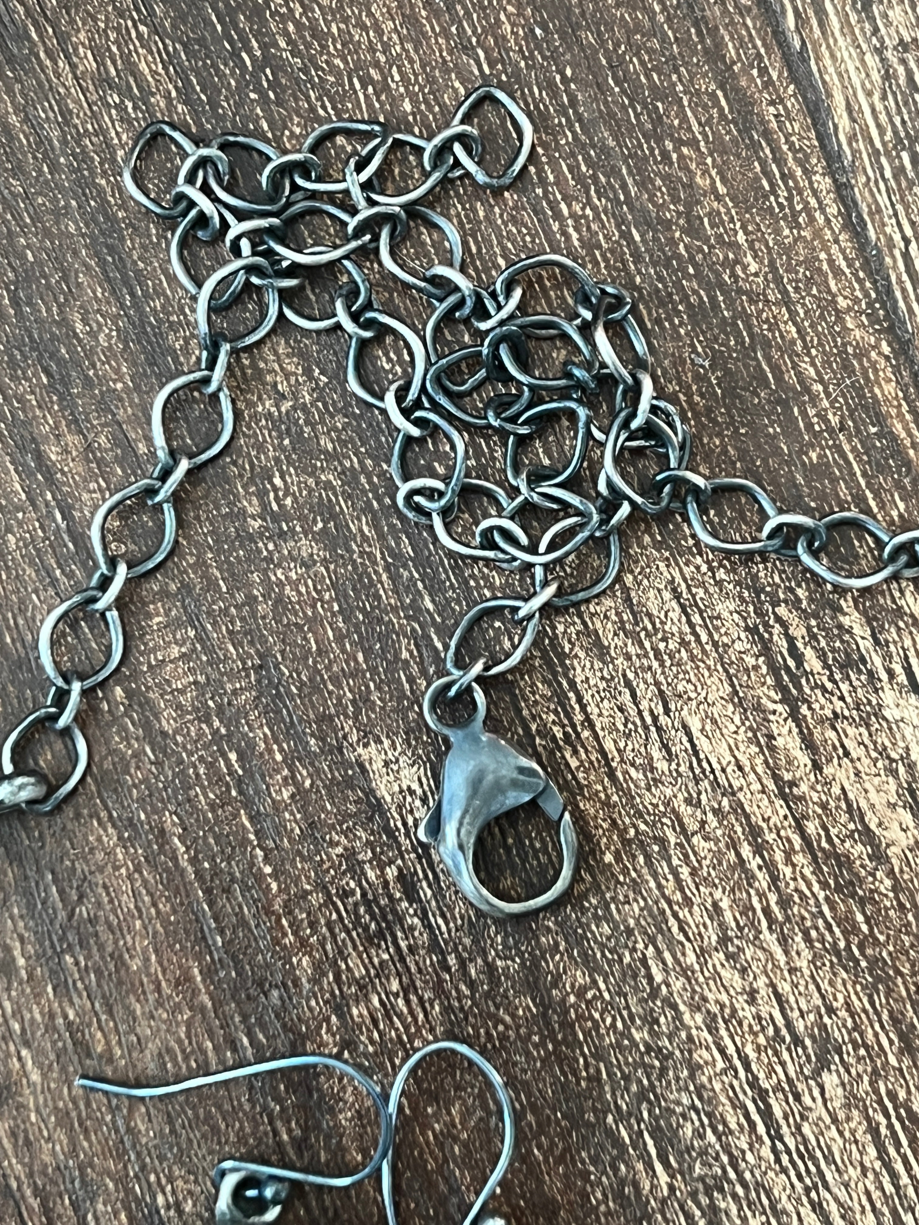 Handcrafted Sterling Silver and Blue Moon Turquoise Cluster Necklace and Earrings Set by Bobby Johnson