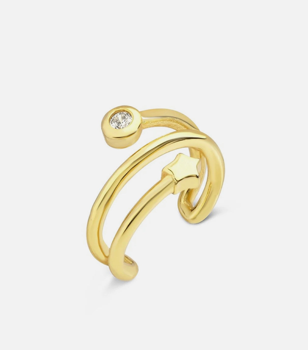 Sterling Silver Star & CZ Ear Cuff- Gold Plated