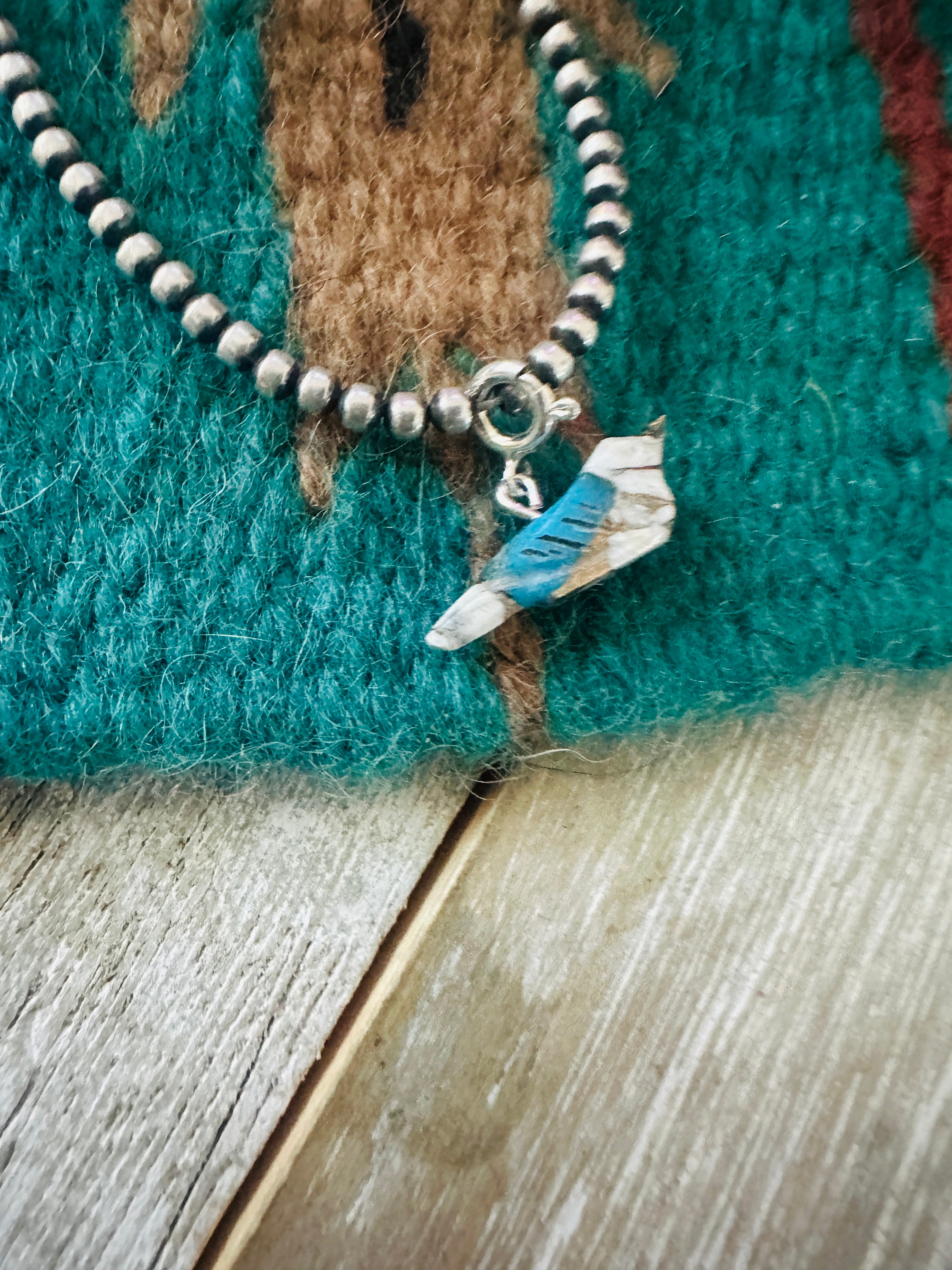 Handcrafted & Hand Carved Blue Mojave Bird Charm