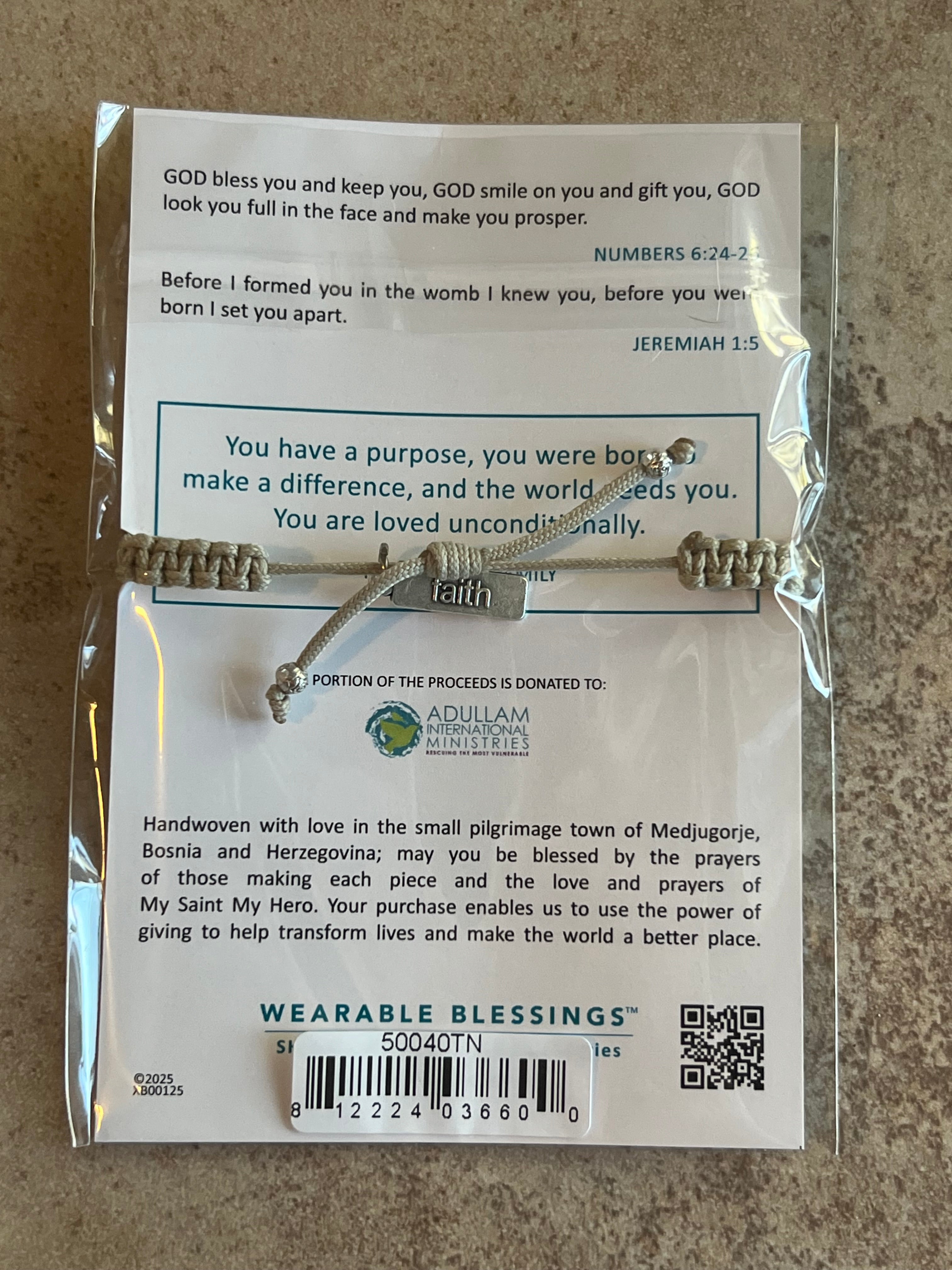 Wonderfully Made Blessed Kid’s Cross Bracelet (Tan)