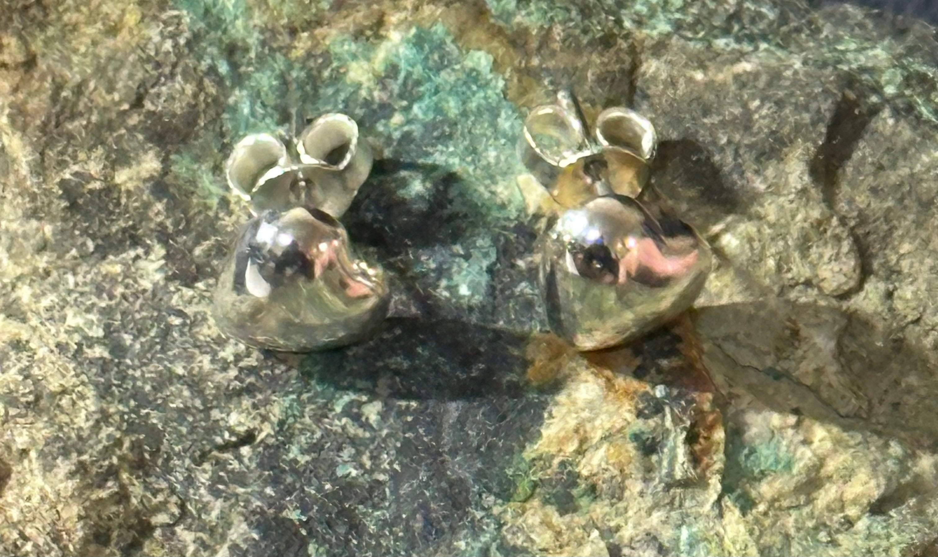 Puffed Heart Sterling Silver Stud Earrings