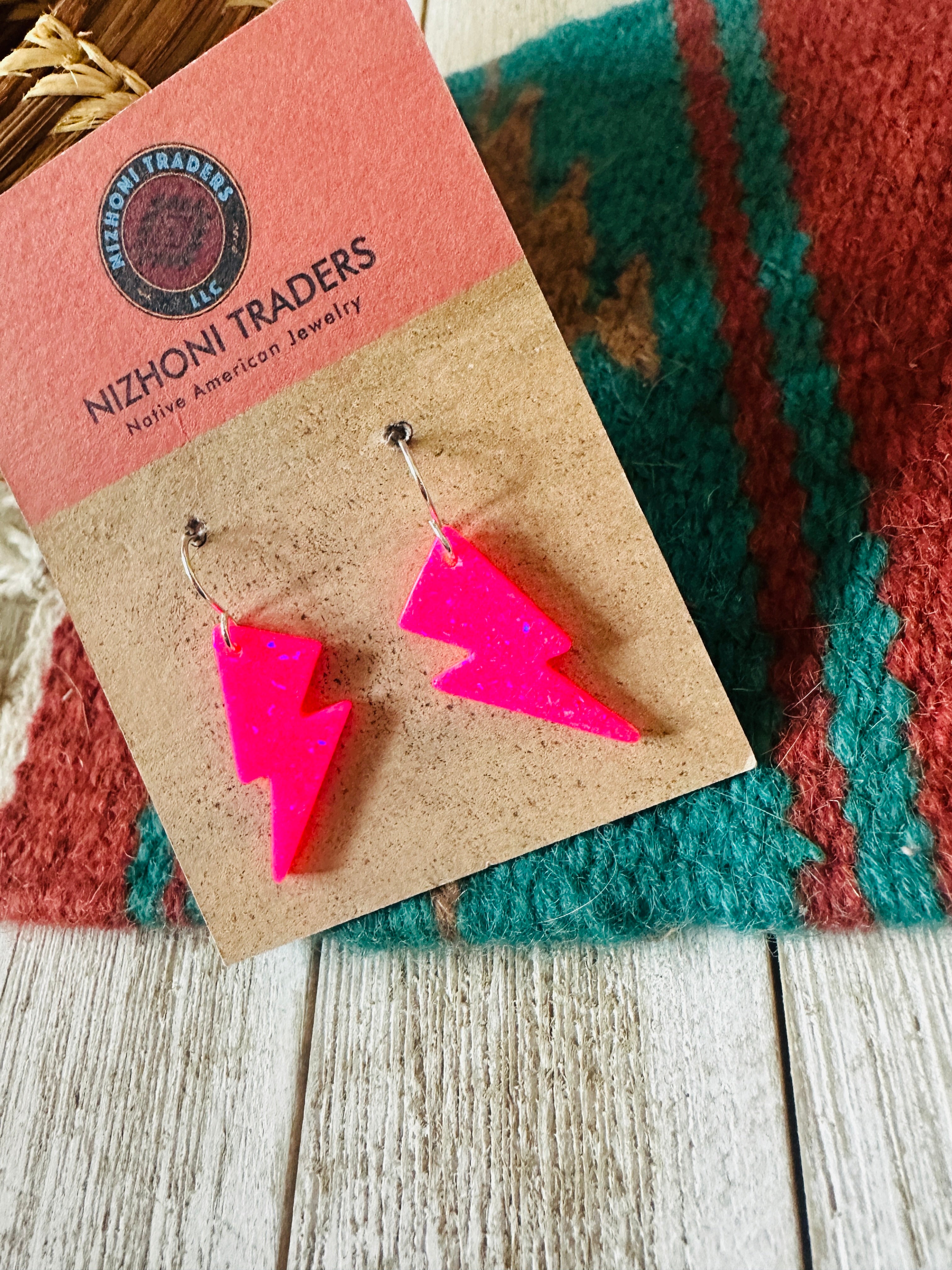 Handcrafted Sterling Silver & Opal Lightning Bolt Dangle Earrings