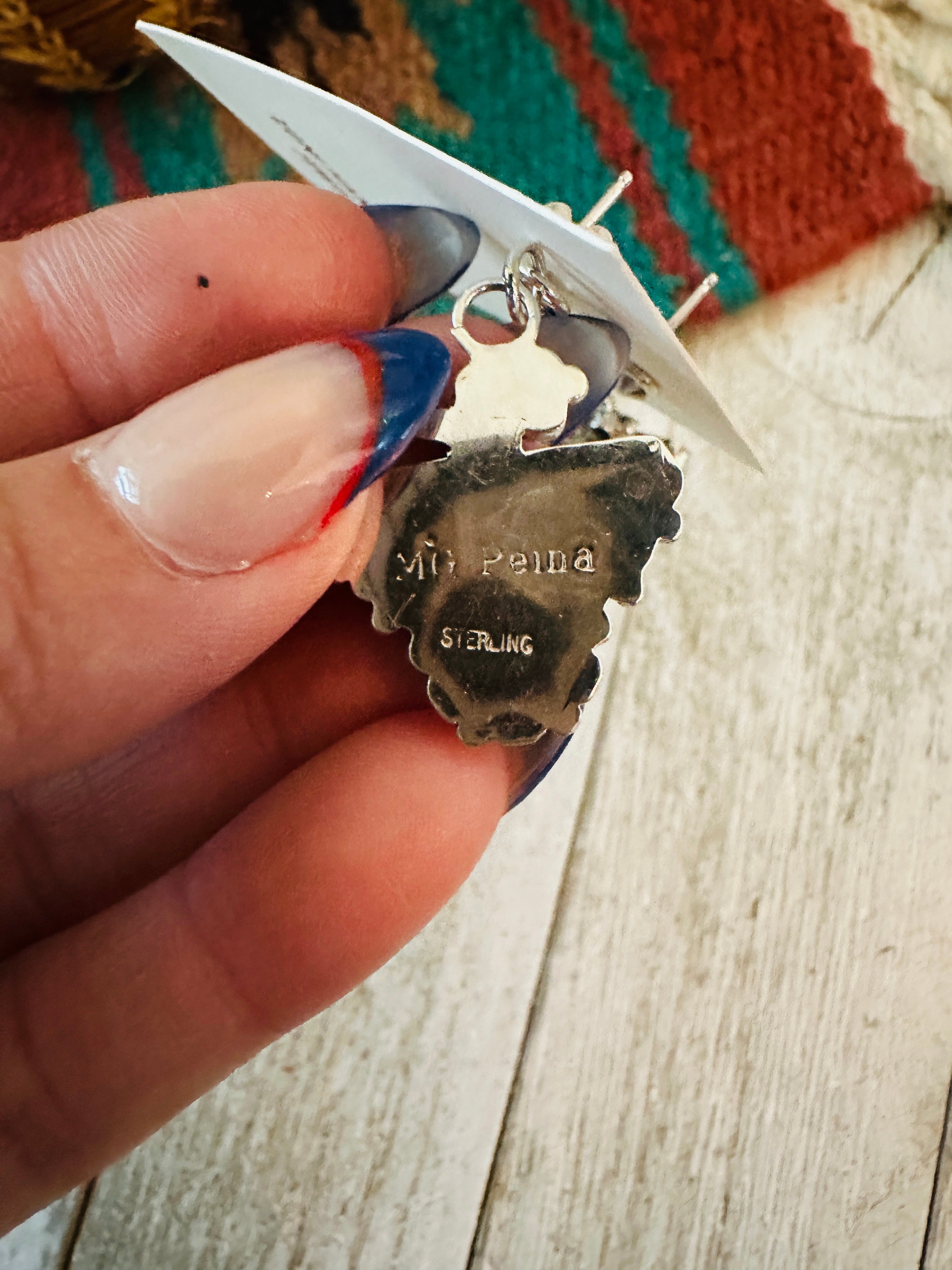 Handcrafted Multi Stone & Sterling Silver Inlay Thunderbird Dangle Earrings