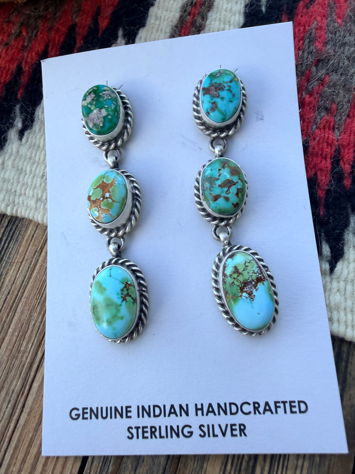 Handcrafted Sonoran Mountain Turquoise & Sterling Silver Dangle Earrings