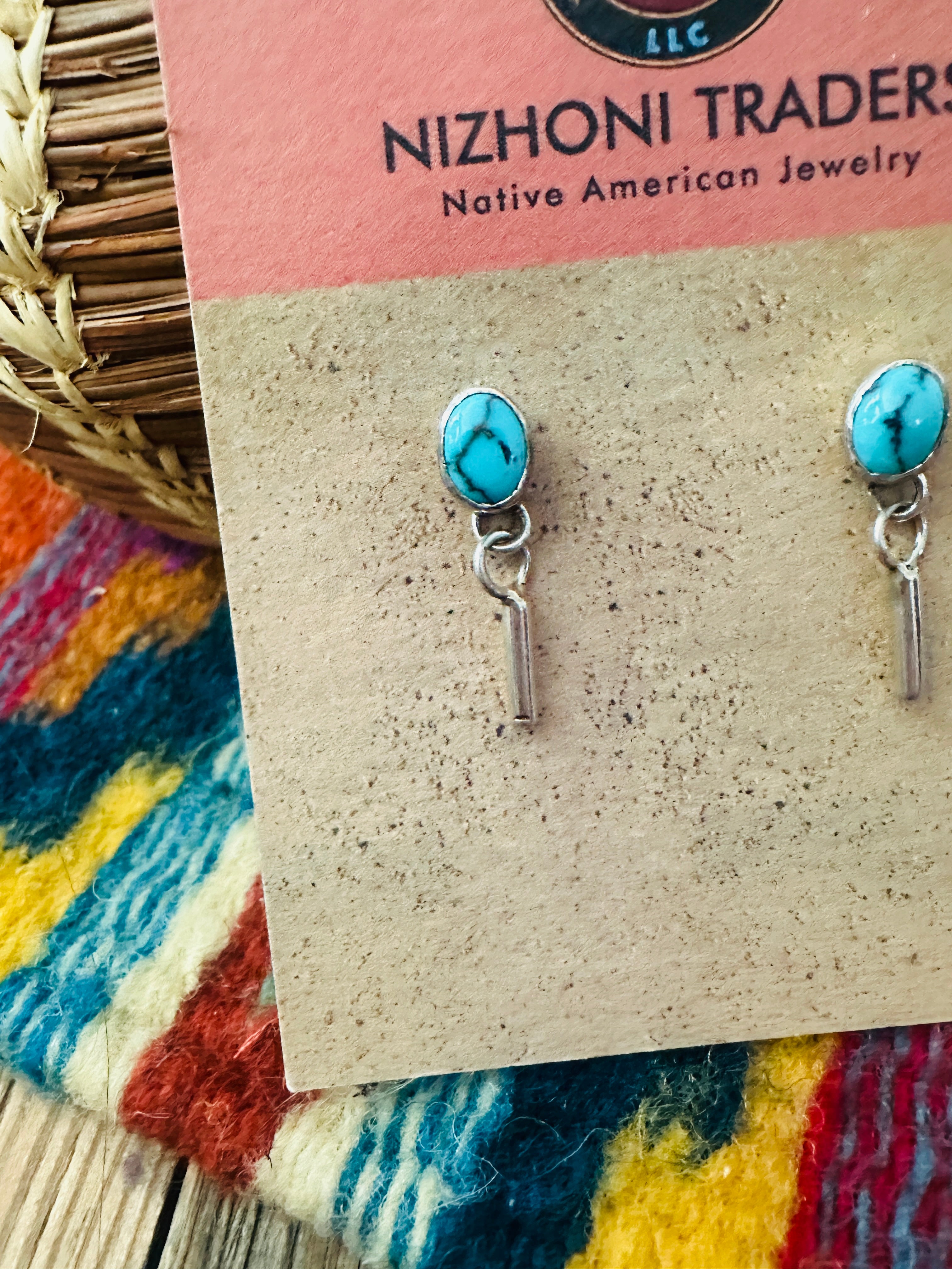 Handcrafted Turquoise & Sterling Silver Dangle Earrings