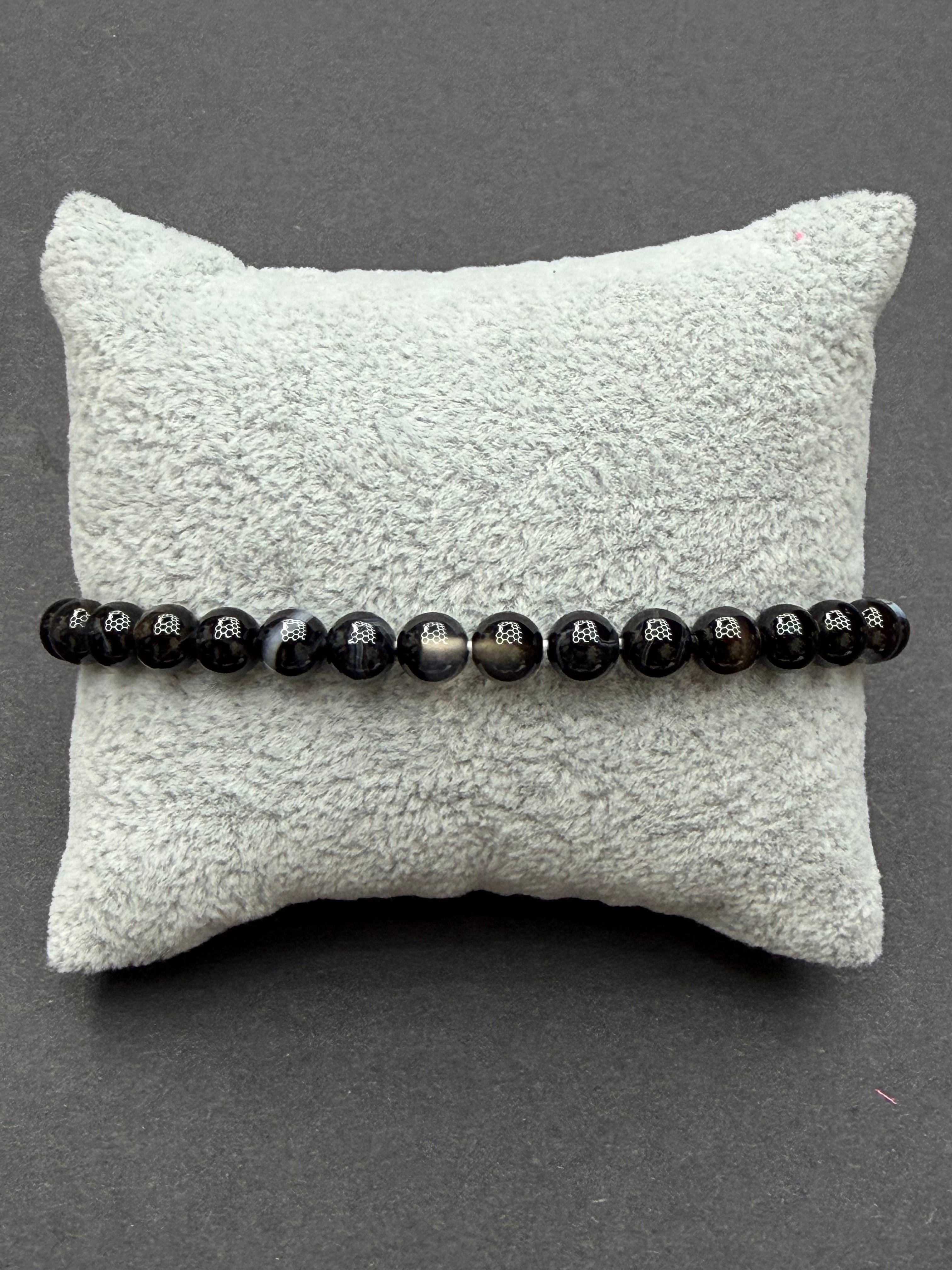 Banded Agate 4mm Beaded Stretch Bracelet