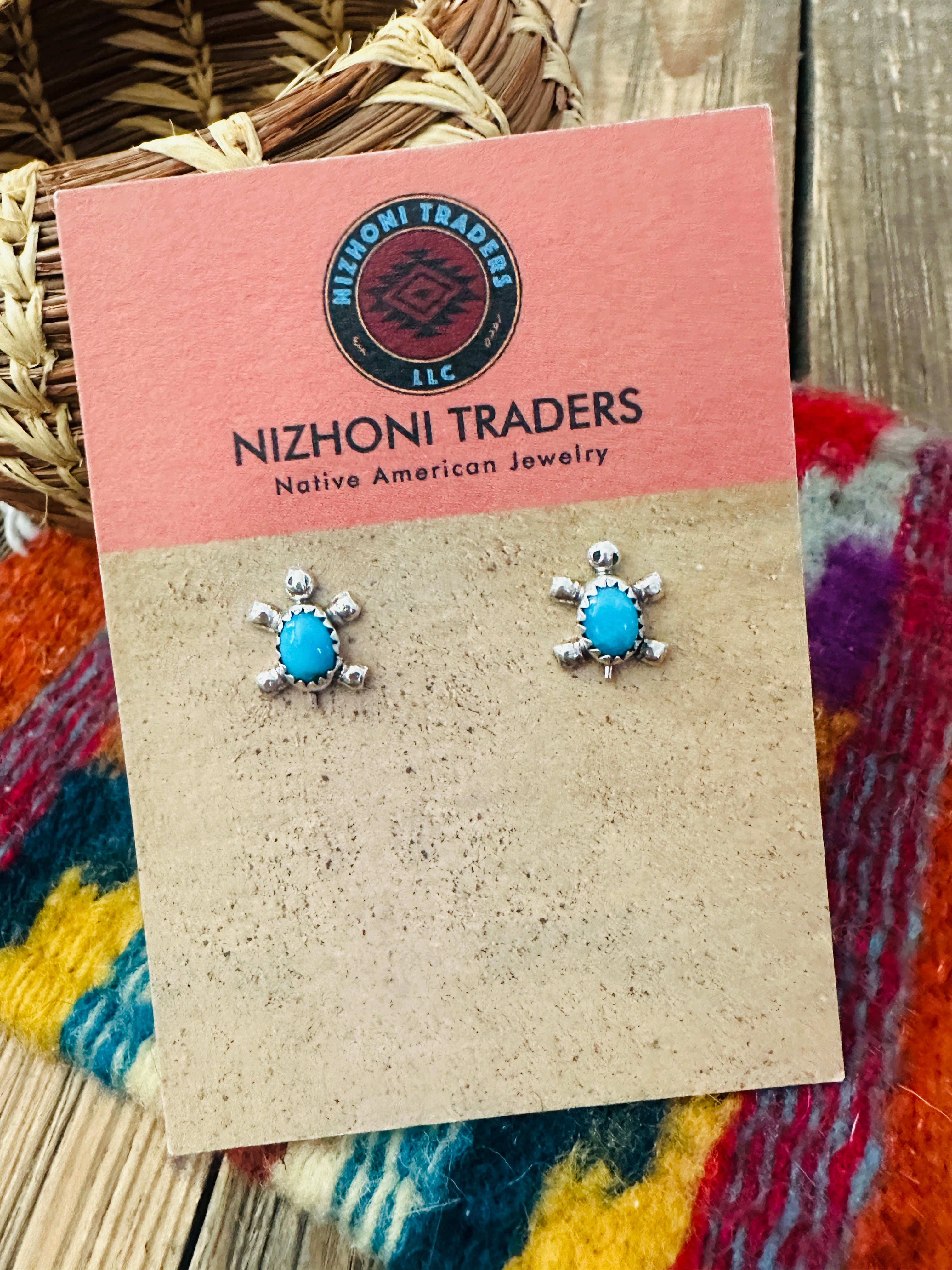Handcrafted Turquoise & Sterling Silver Turtle Stud Earrings