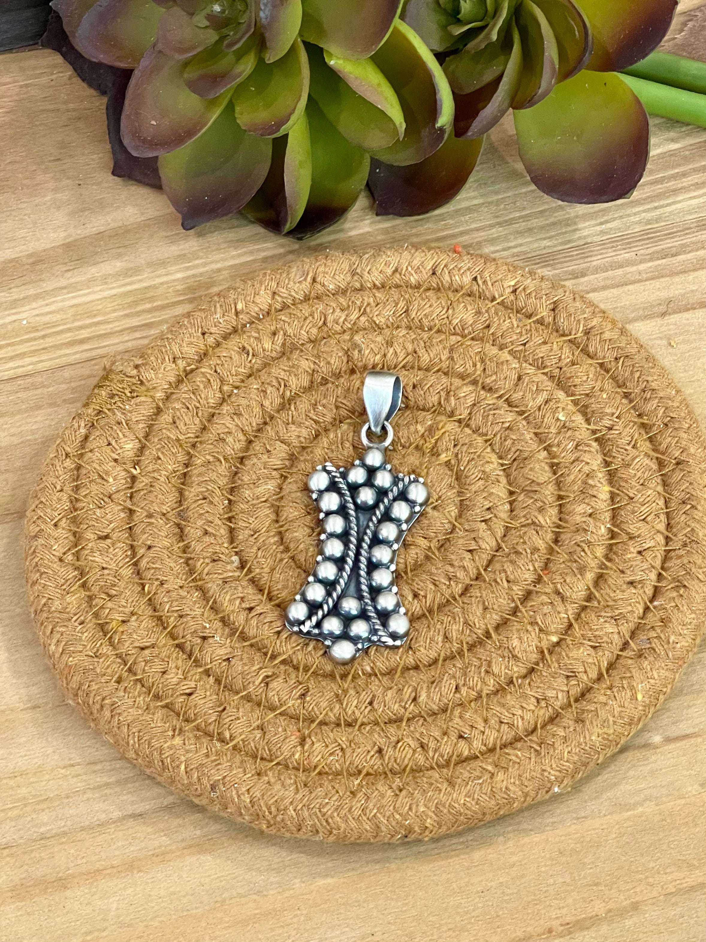 Handmade Sterling Silver Pendant with Signed Nizhoni