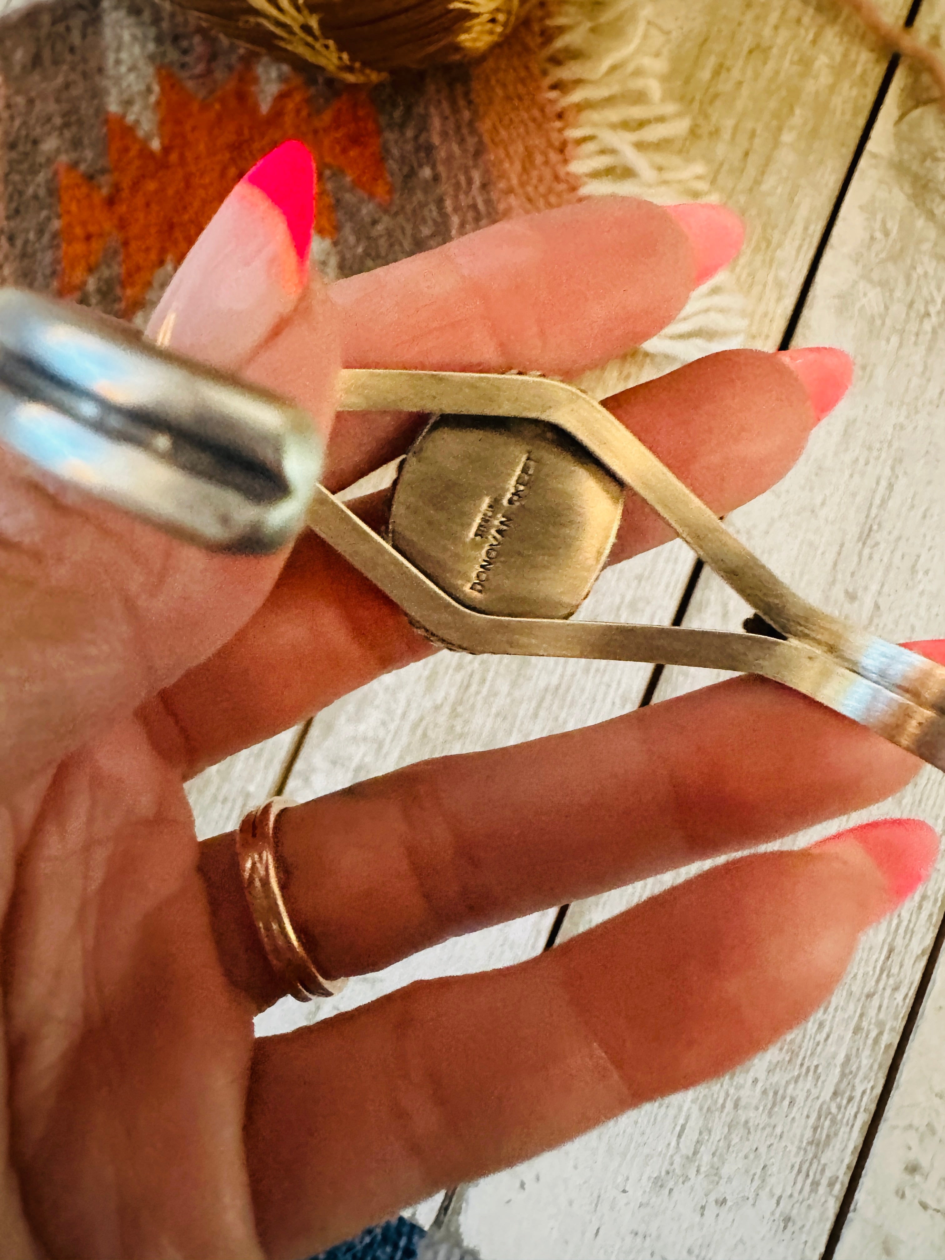 Handcrafted Cotton Candy & Sterling Silver Cuff Bracelet