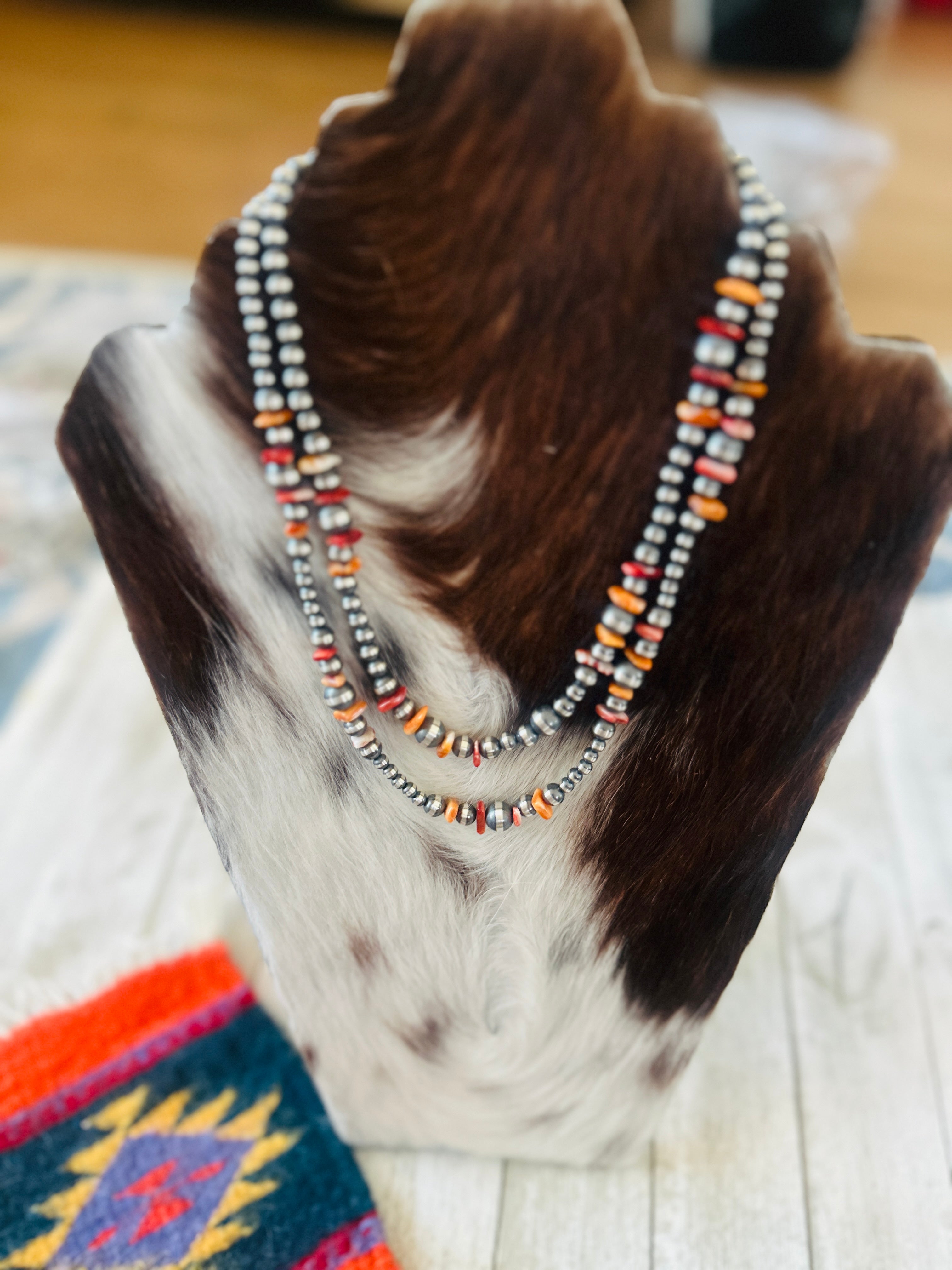 Handcrafted Sterling Silver & Spiny Oyster Beaded Necklace