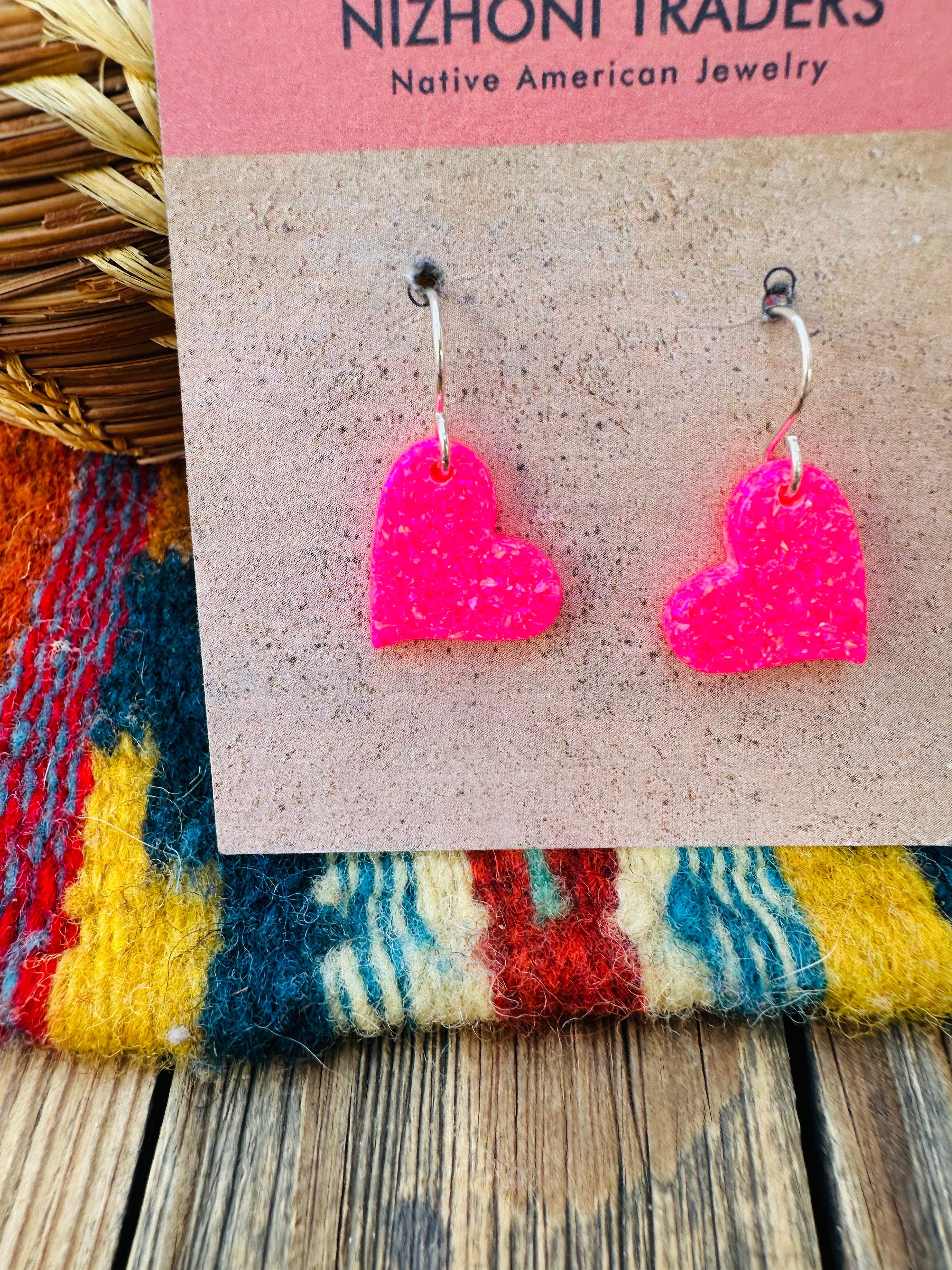 Handcrafted Sterling Silver & Opal Heart Dangle Earrings