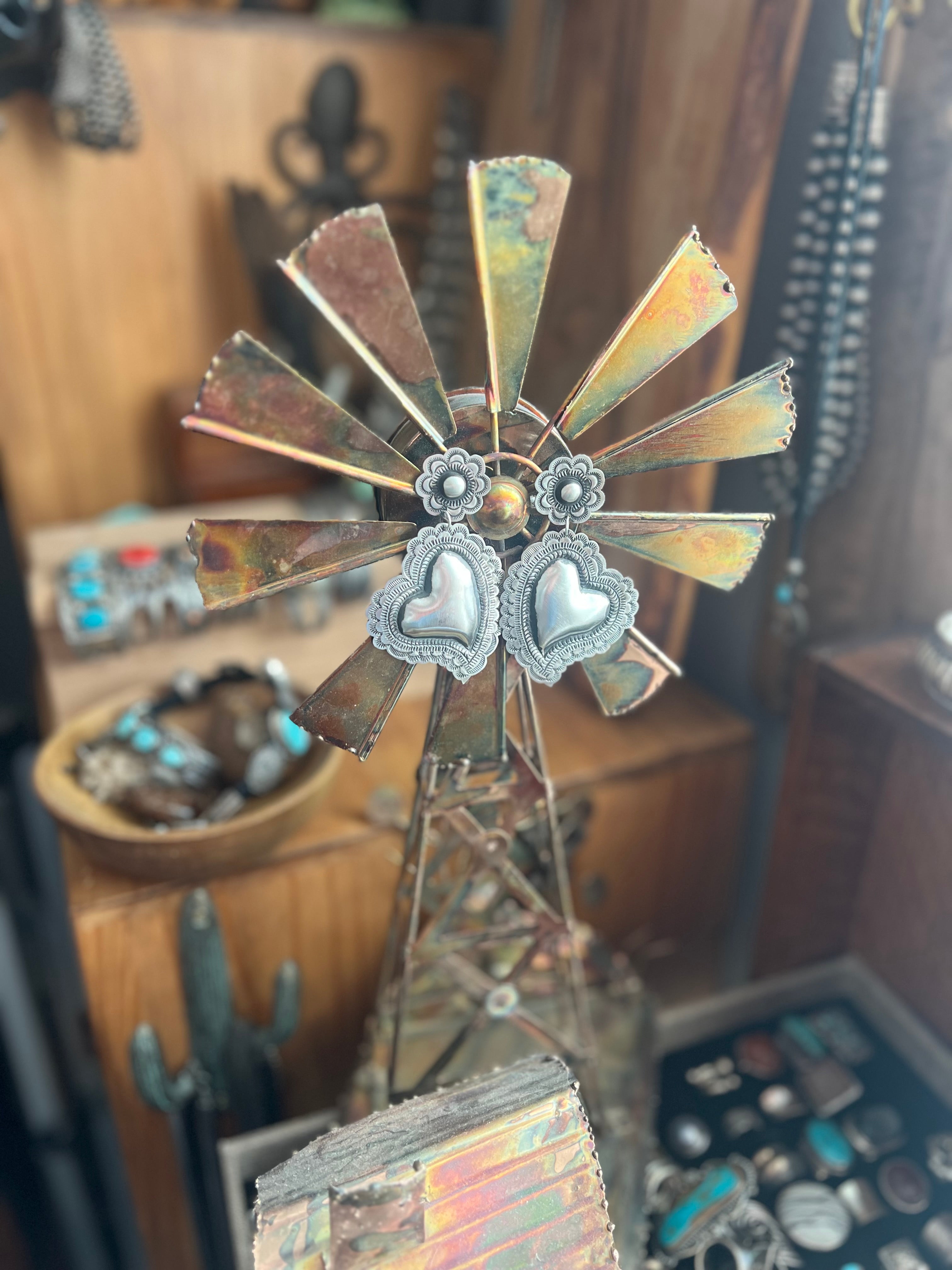 Handcrafted Sterling Silver Stamped Repousse Heart Earrings by Leander Tahe, AH2