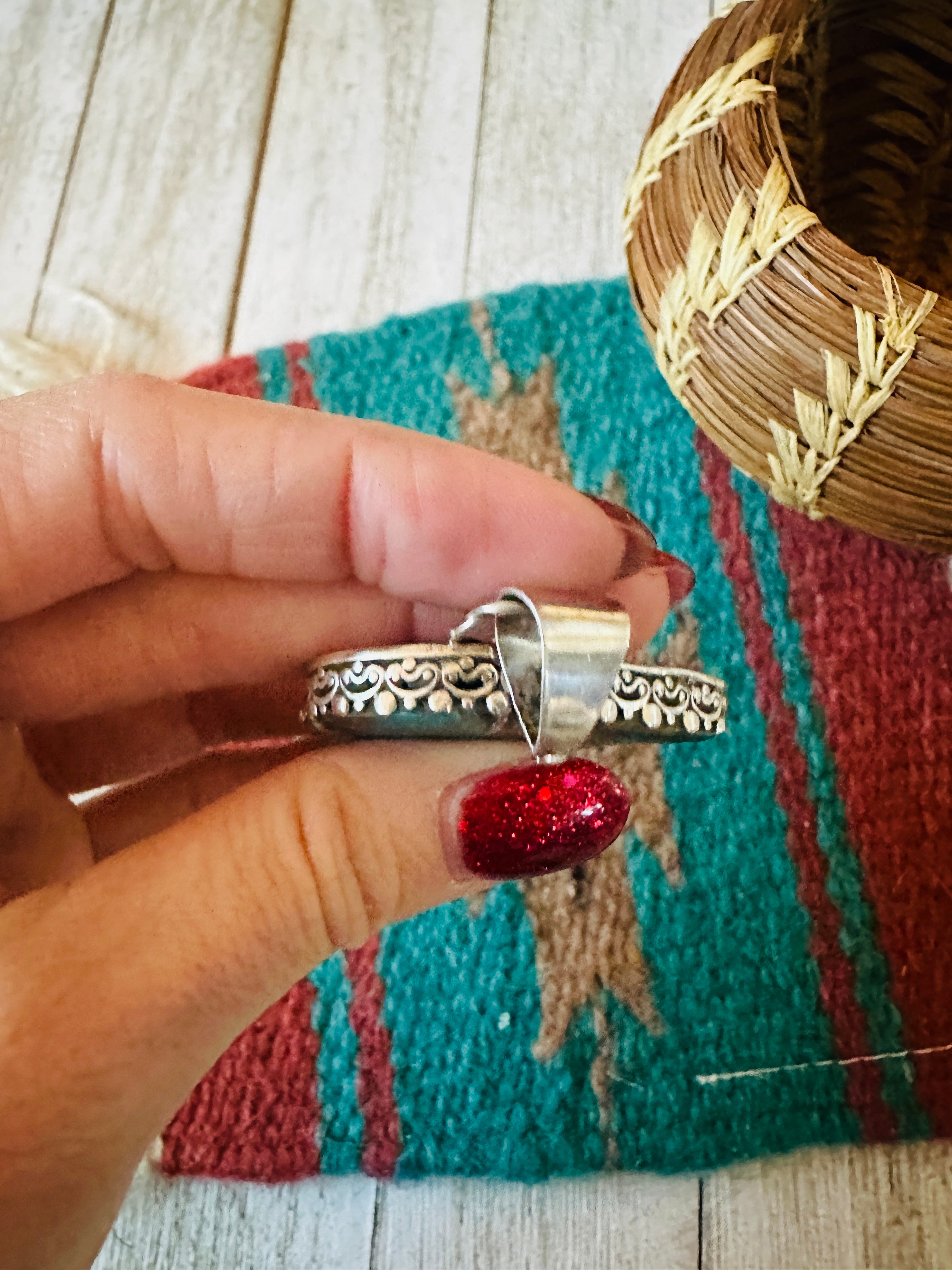 Handcrafted Turquoise & Sterling Silver Inlay Fetish Bear Pendant