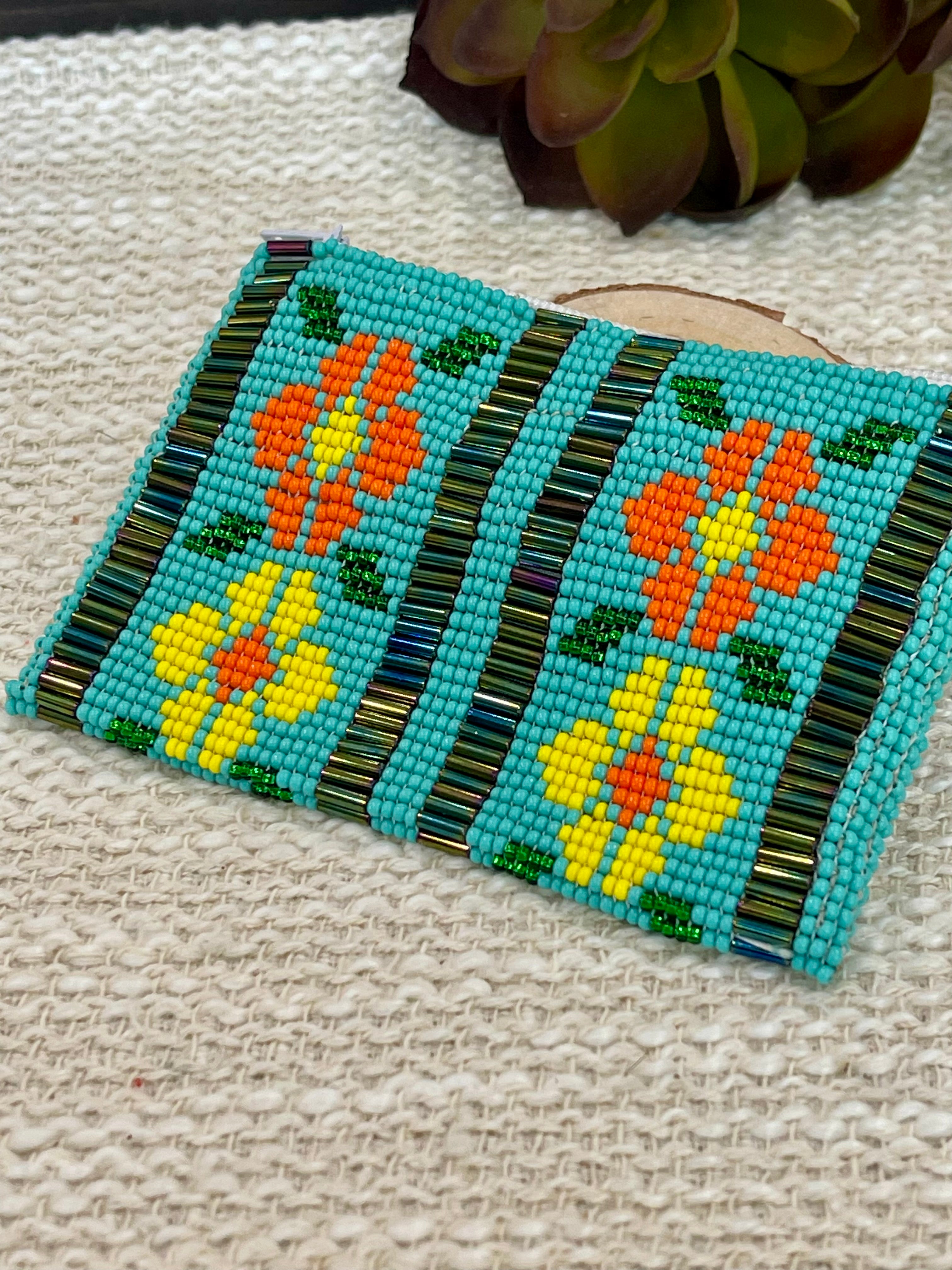 Handmade Beaded Flower Coin Purse