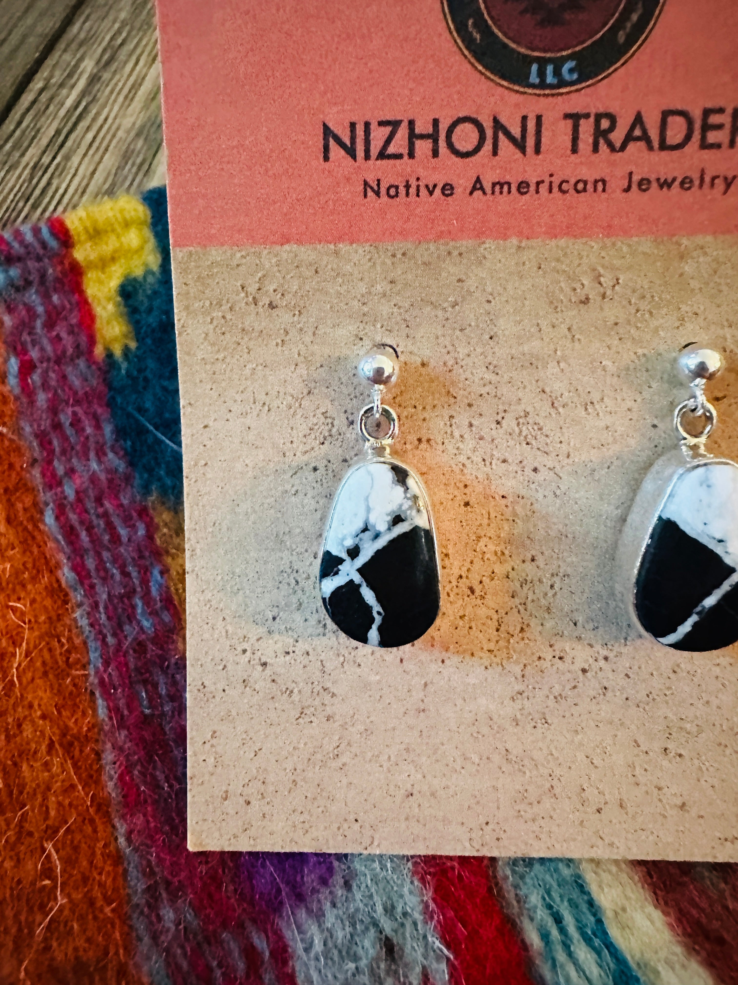 Handcrafted White Buffalo & Sterling Silver Dangle Earrings