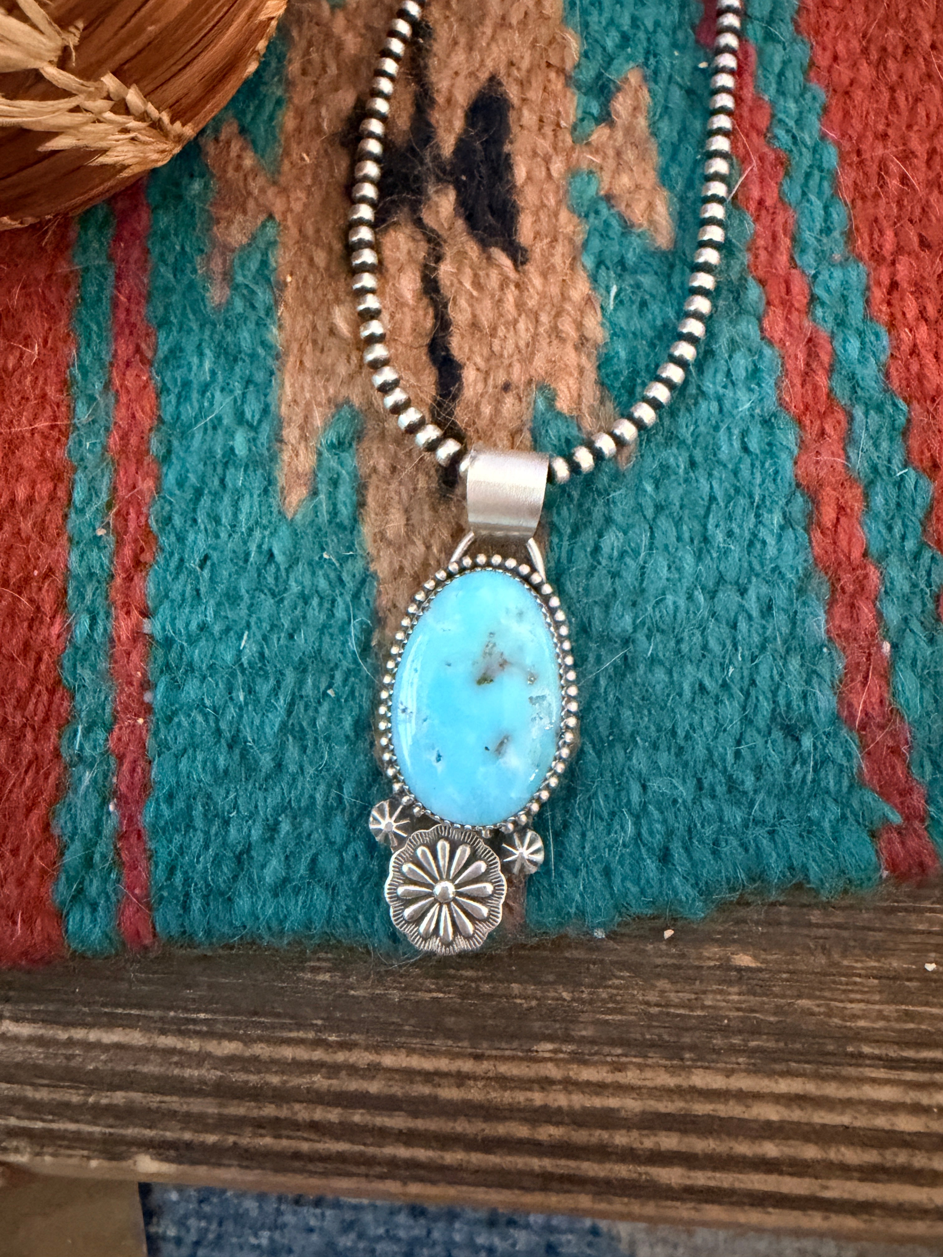Handmade Sterling Silver & Blue Ridge Turquoise Pendant