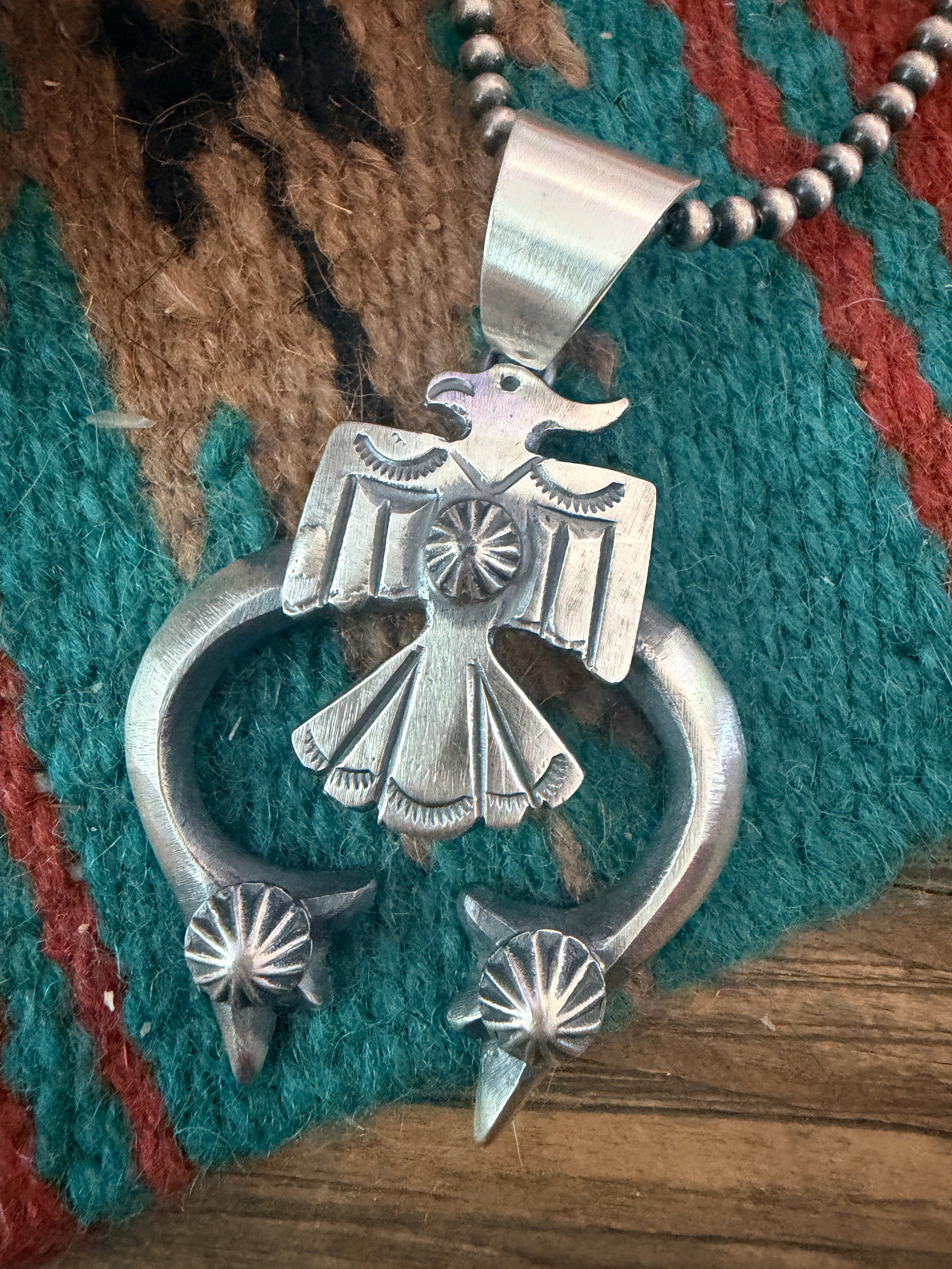 Handcrafted Sterling Silver Thunderbird Naja Pendant by Chimney Butte