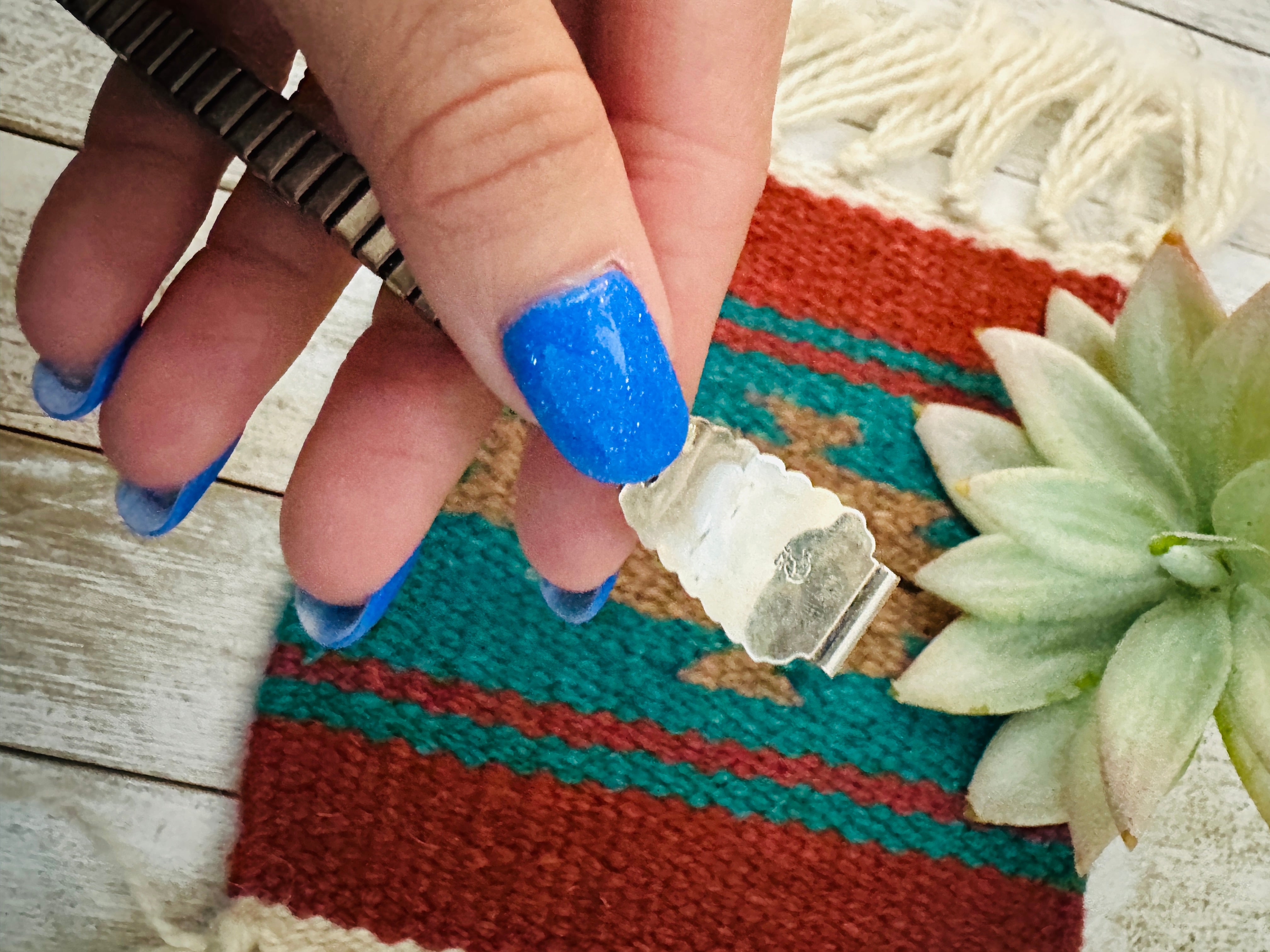 Handcrafted Sterling Silver & Coral Watch Band Signed