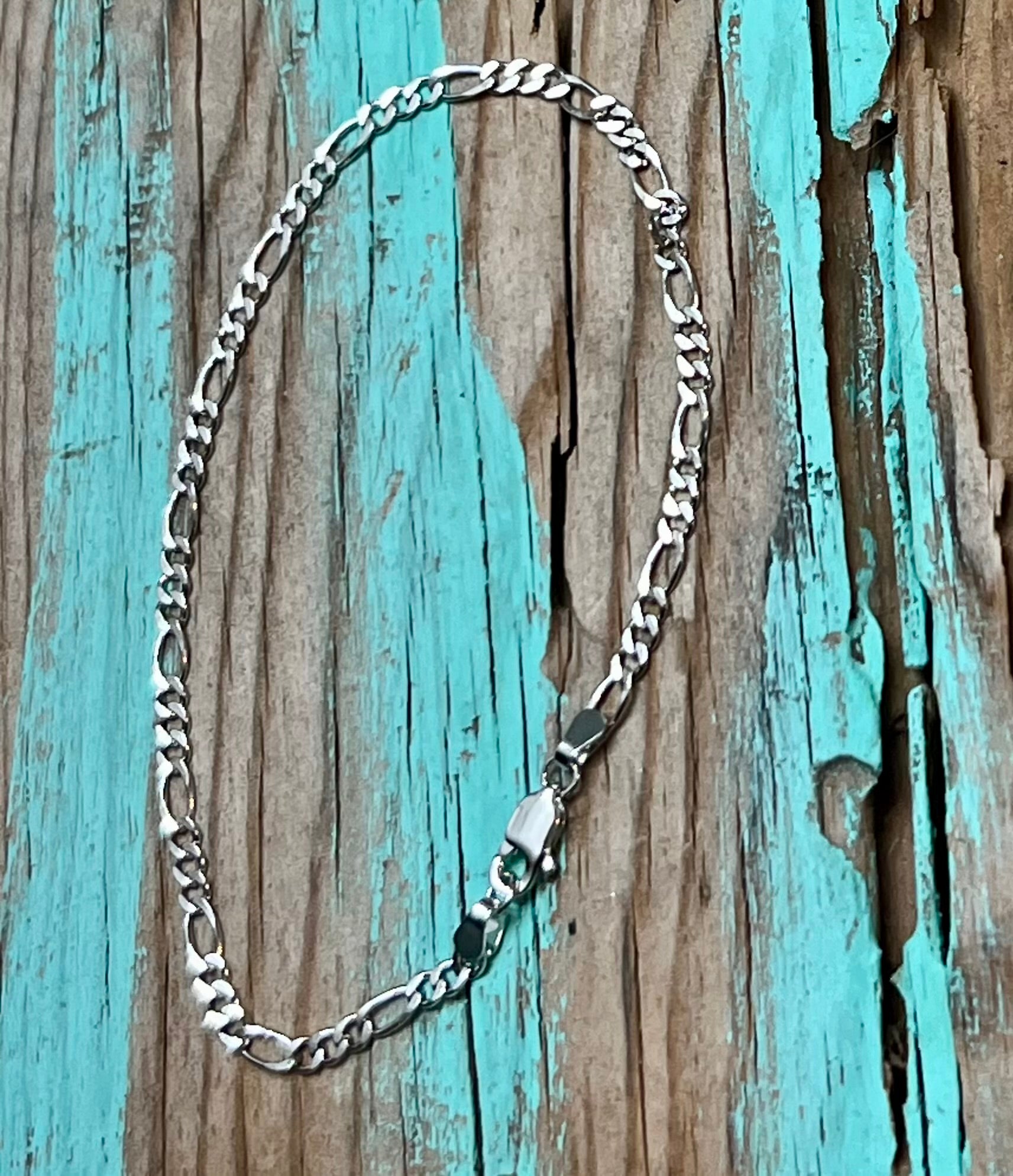 Sterling Silver Figaro Chain Bracelet 6”