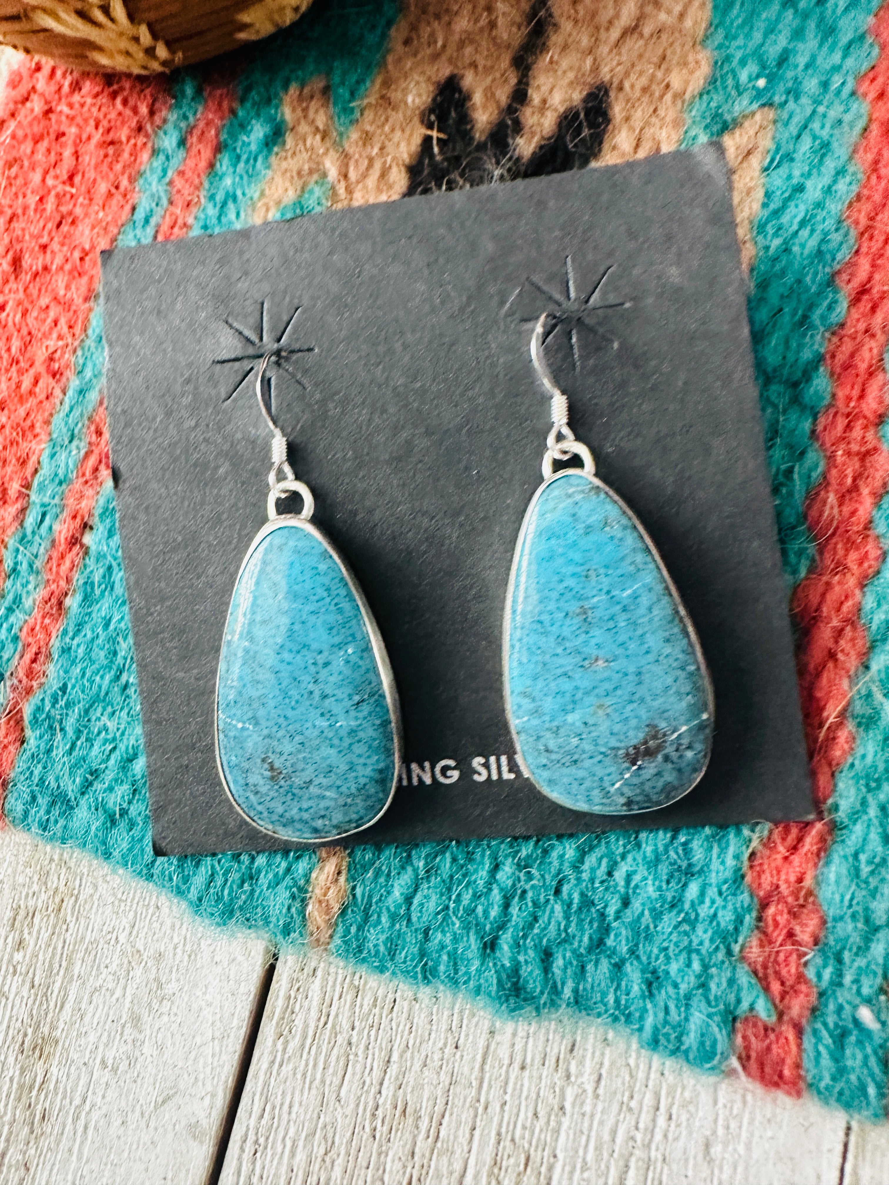 Navajo Turquoise & Sterling Silver Dangle Earrings