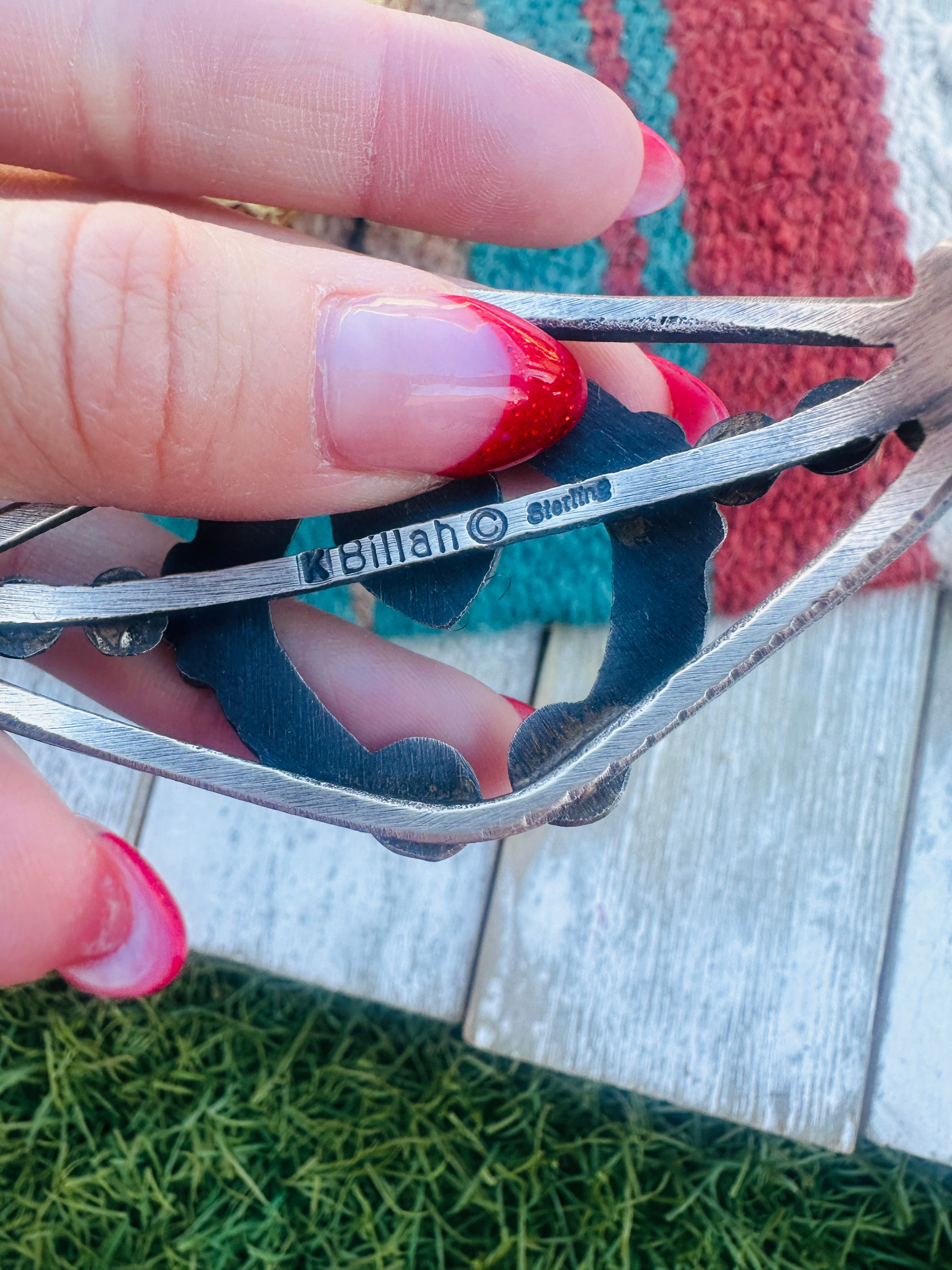 Handcrafted Golden Hills Turquoise & Sterling Silver Naja Cuff Bracelet by Kevin Billah