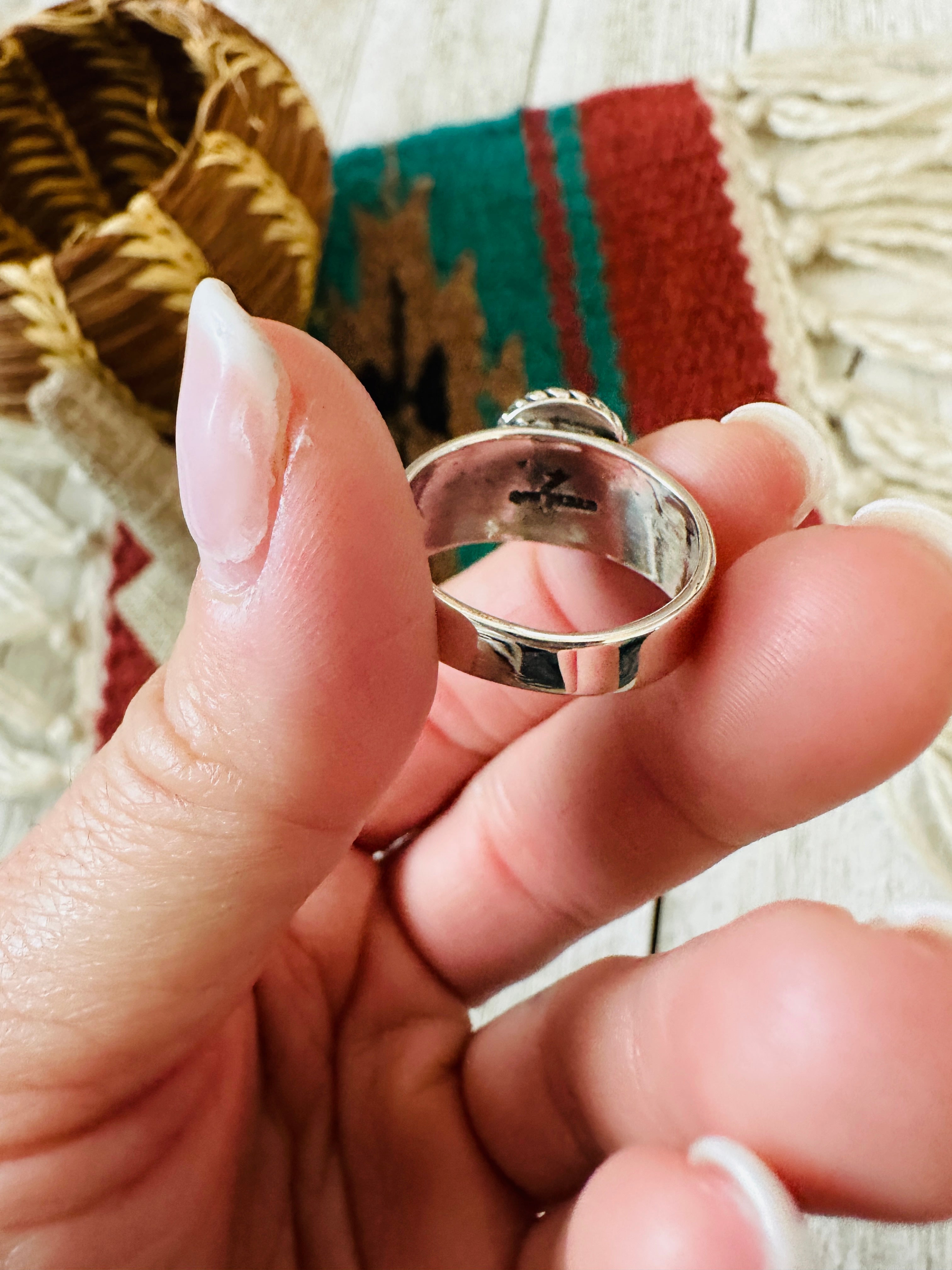 Handcrafted Turquoise & Sterling Silver Wide Band Ring