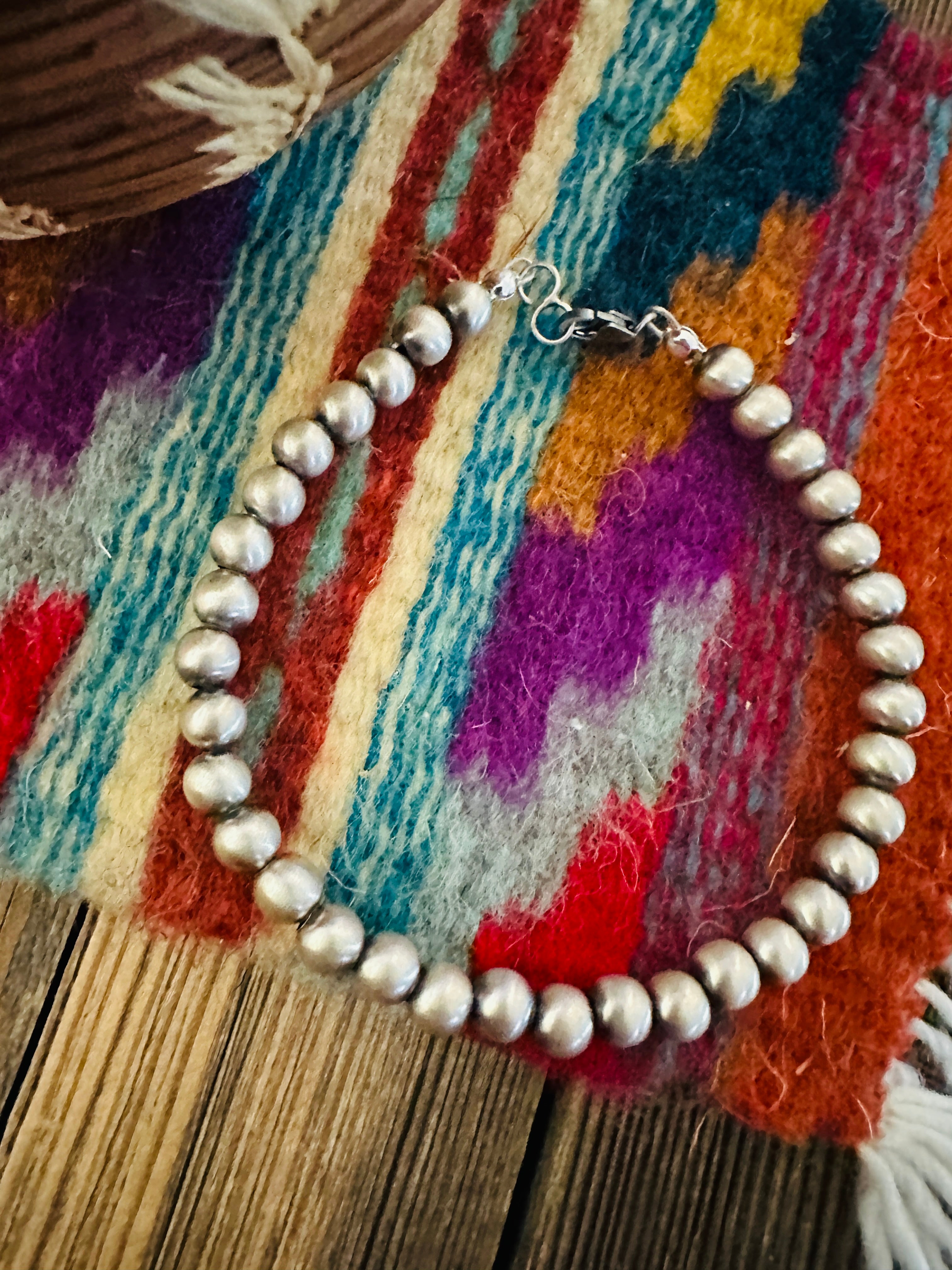 Handcrafted 5mm Sterling Silver Pearl Beaded Bracelet