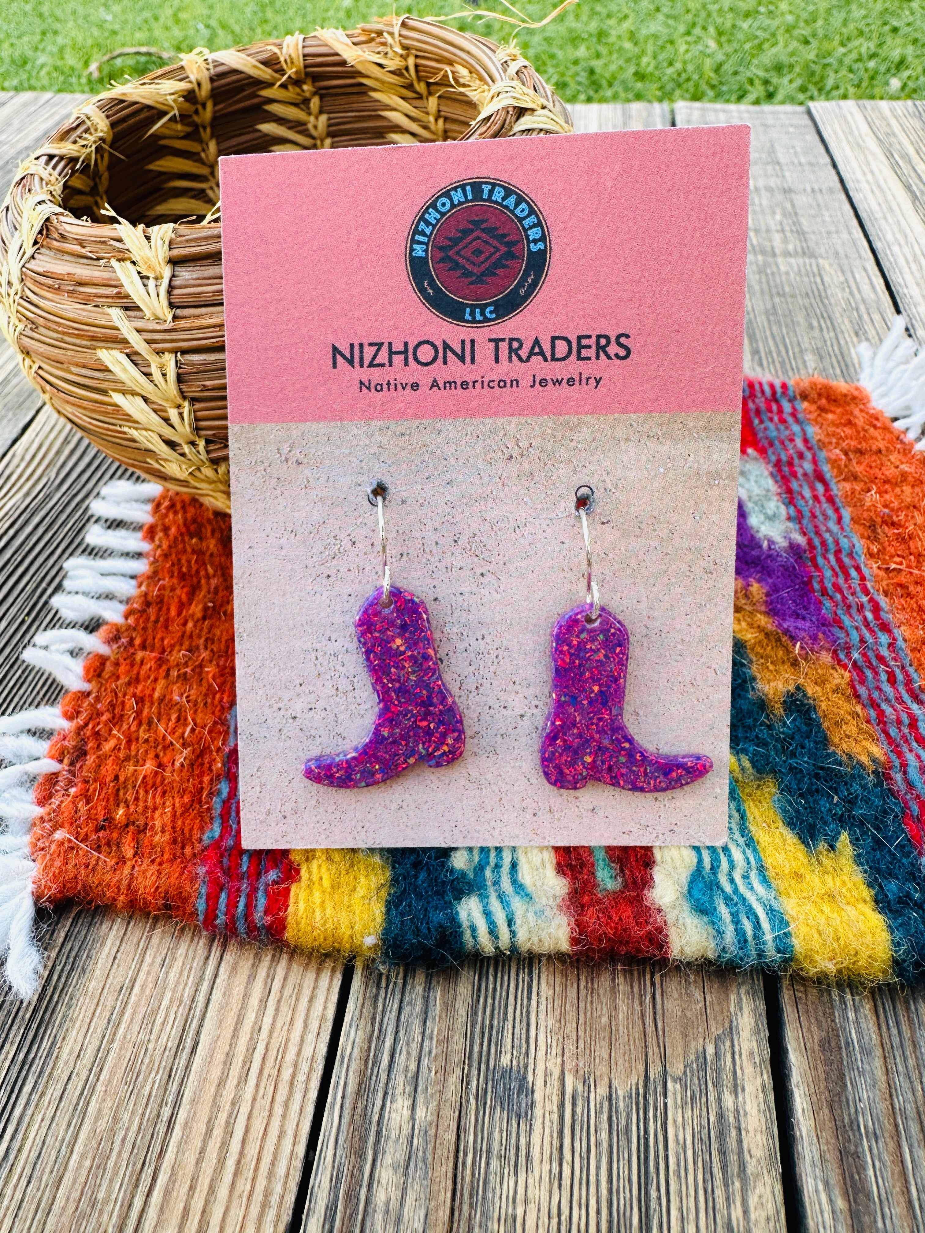 Handcrafted Sterling Silver & Opal Cowboy Boot Dangle Earrings