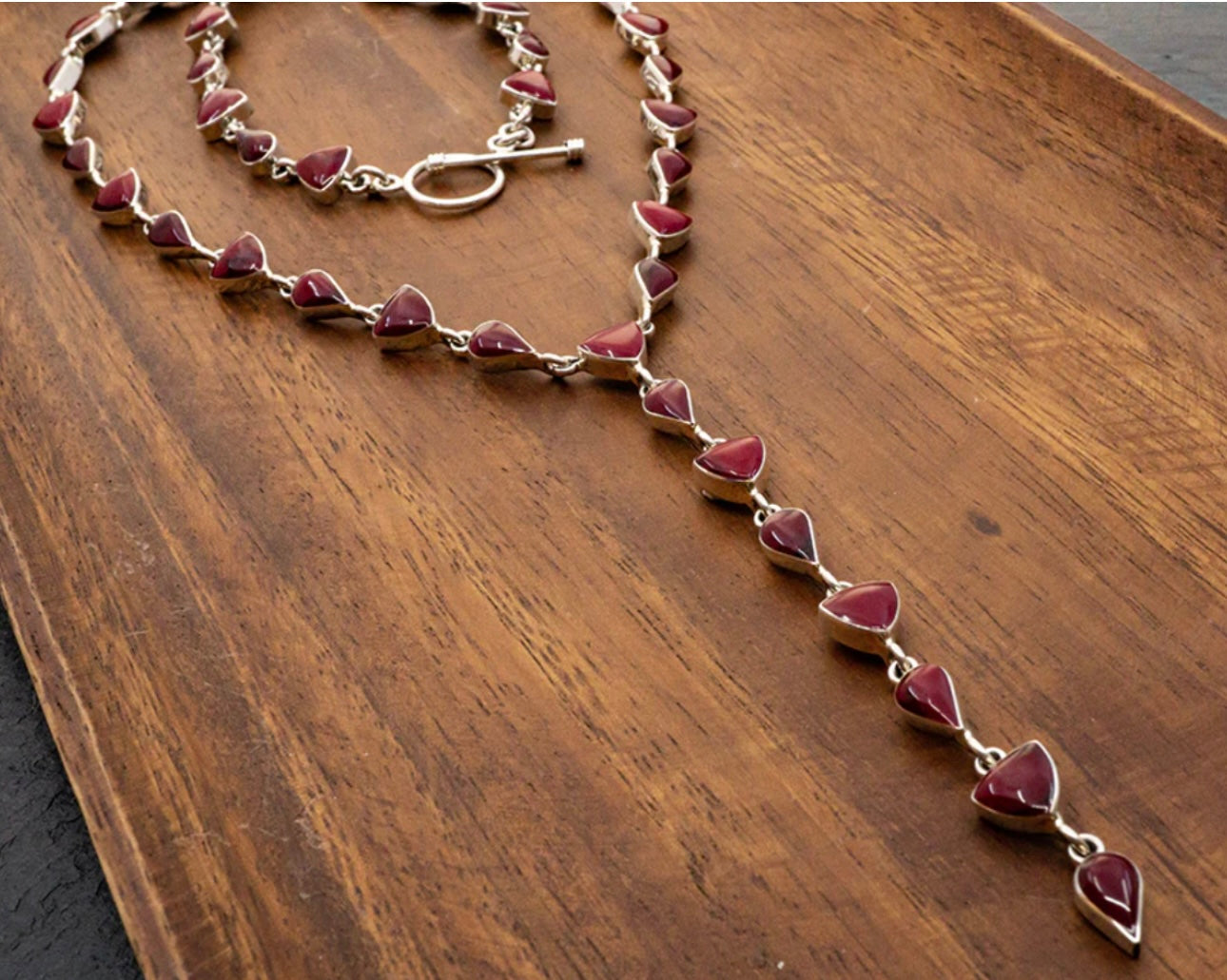 24" Red Jasper Lariat Necklace