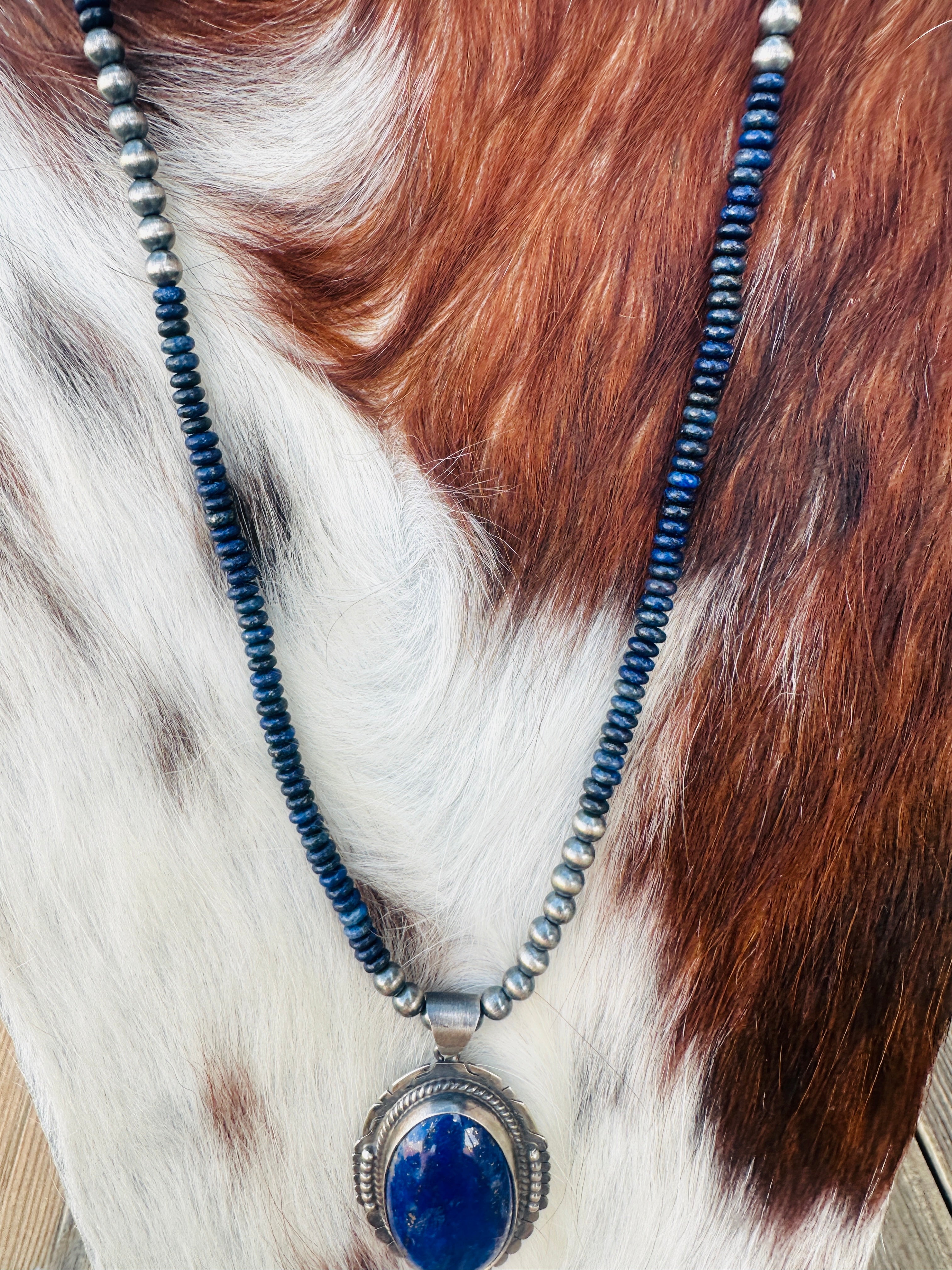 Handcrafted Lapis & Sterling Silver Beaded Necklace