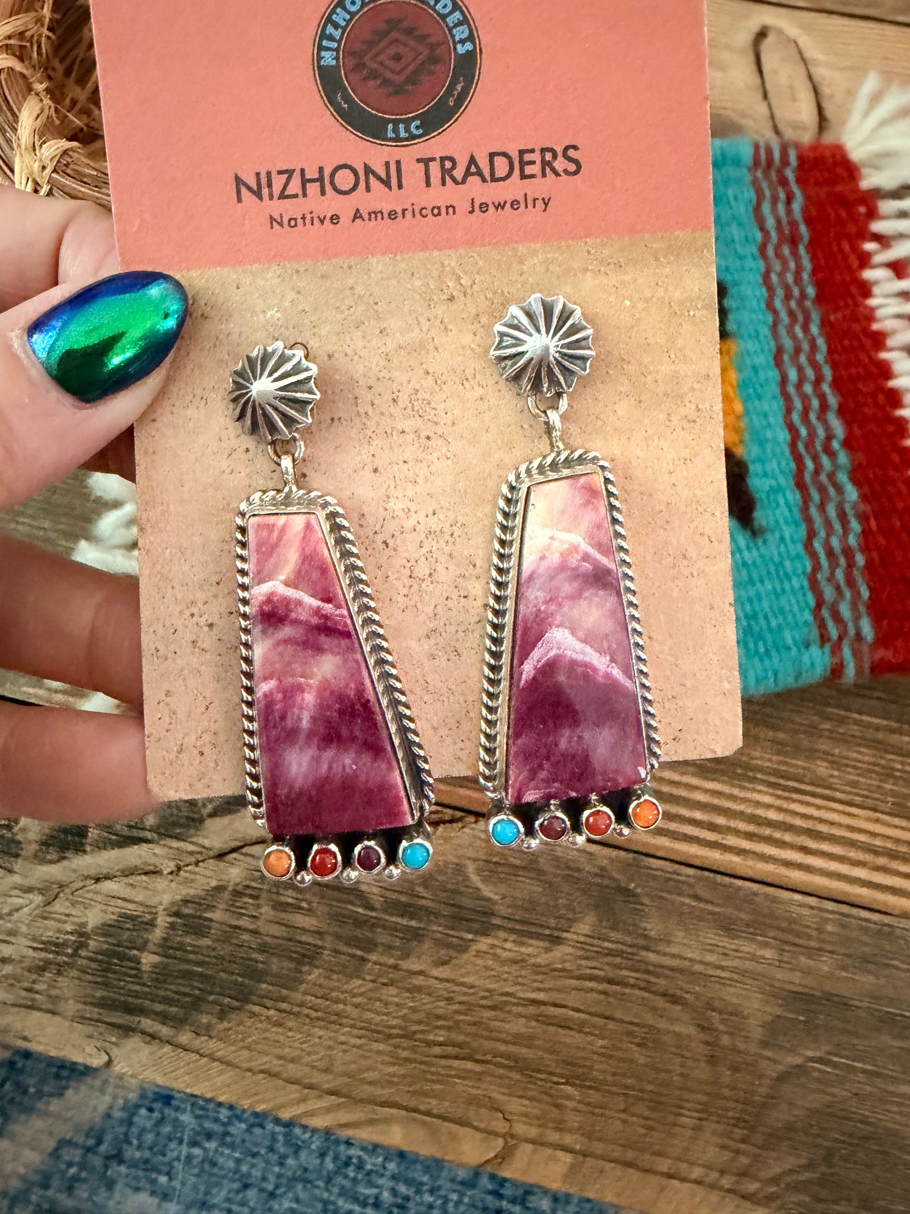 Handcrafted Multi Stone & Sterling Silver Dangle Earrings