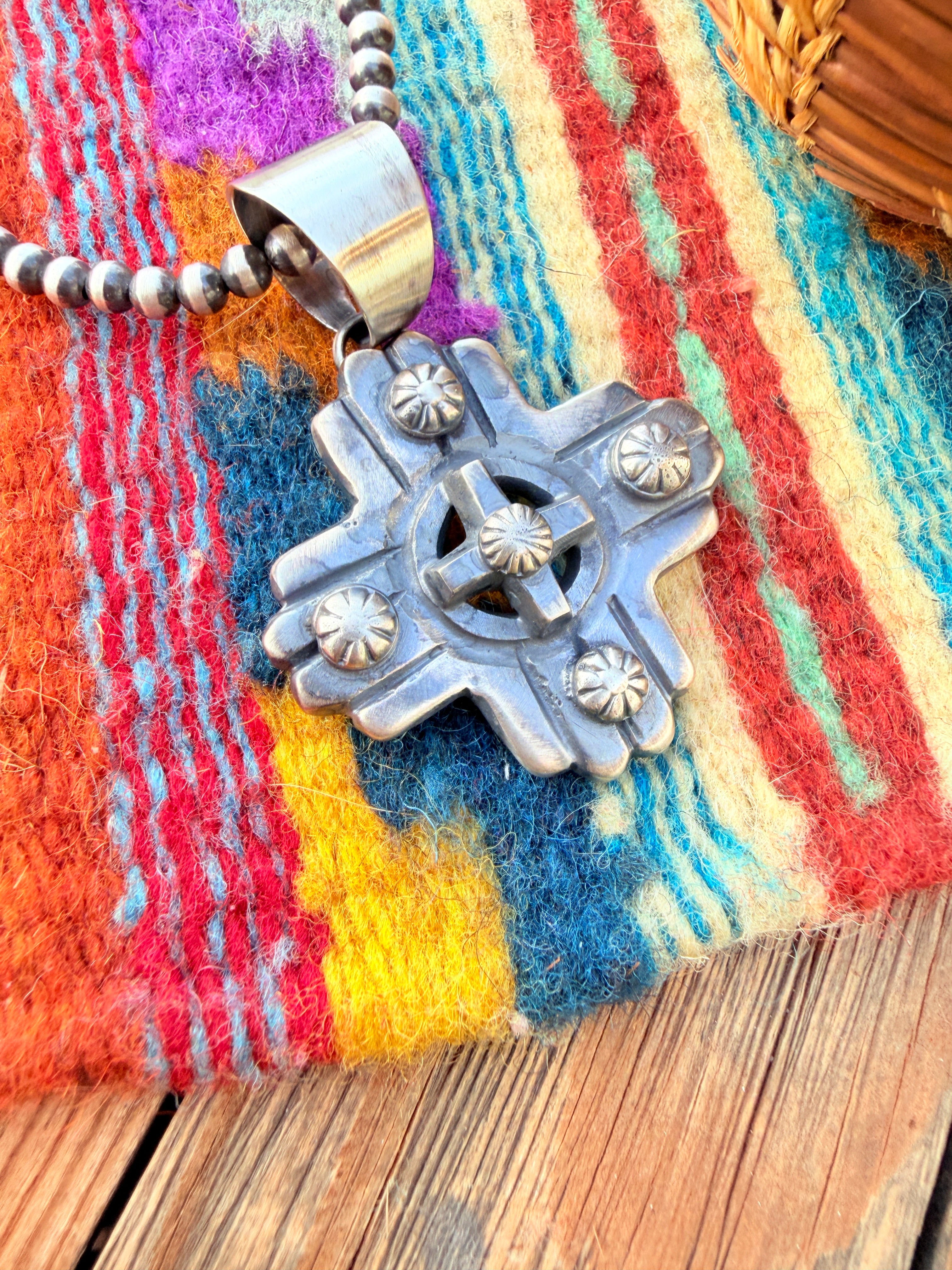 Handcrafted Sterling Silver Zia Cross Pendant by Chimney Butte