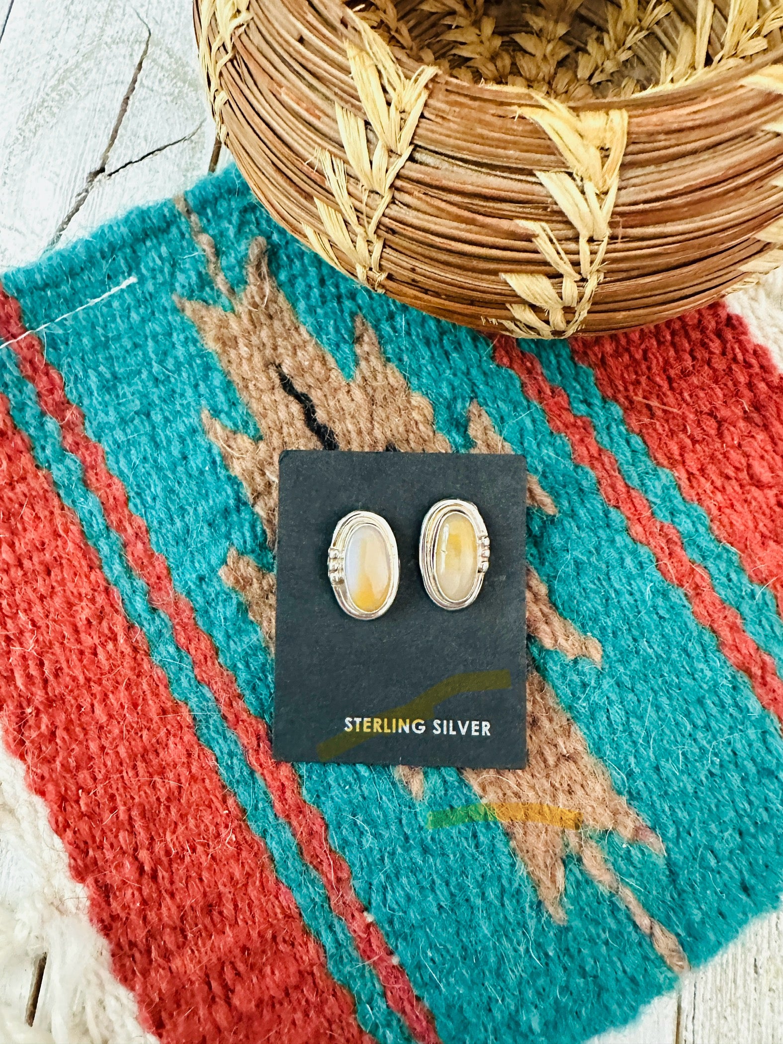 Handcrafted Mother of Pearl & Sterling Silver Stud Earrings