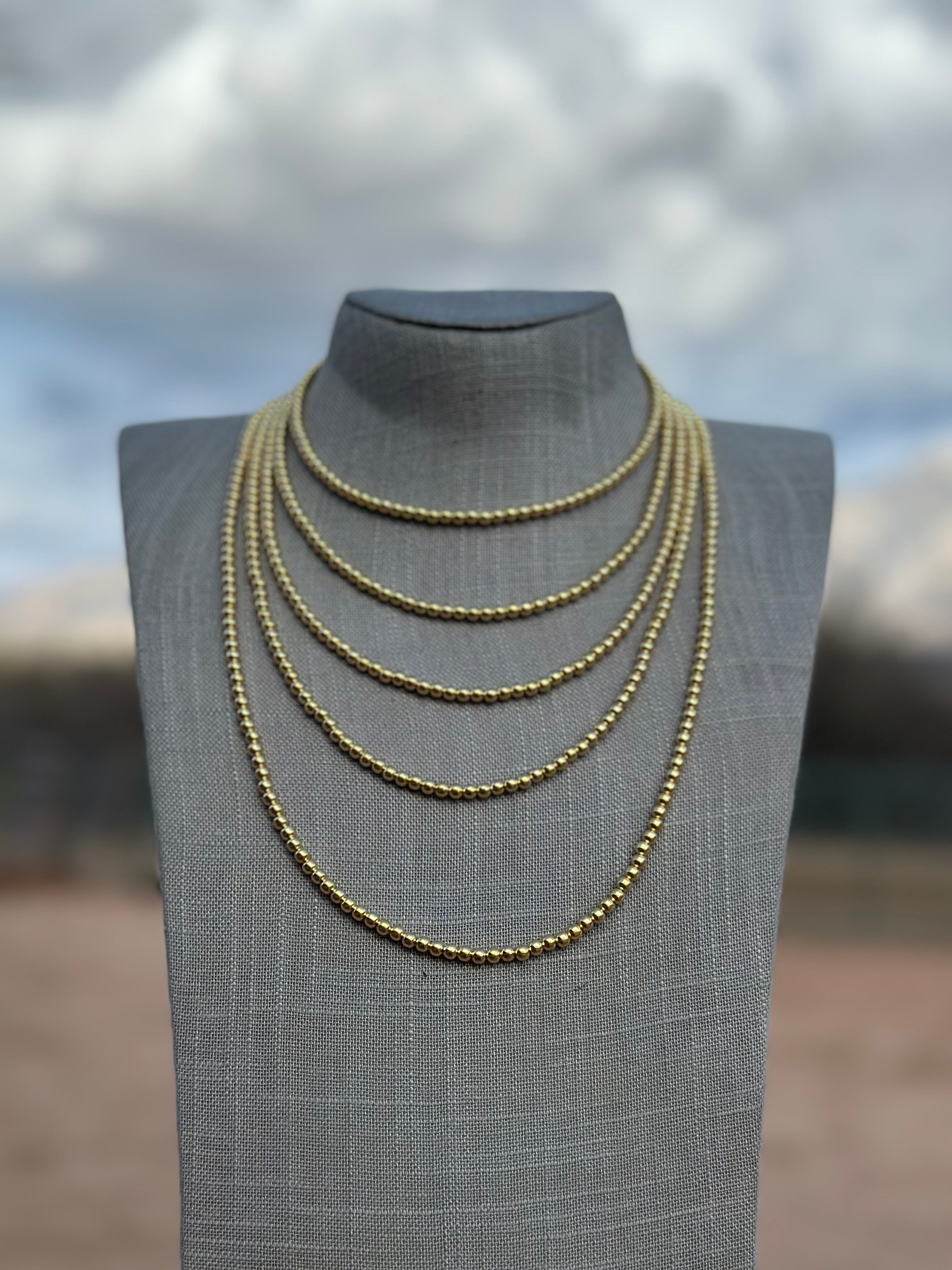 Handcrafted 14kt Gold Overlay & Sterling Silver Beaded 4mm Necklace