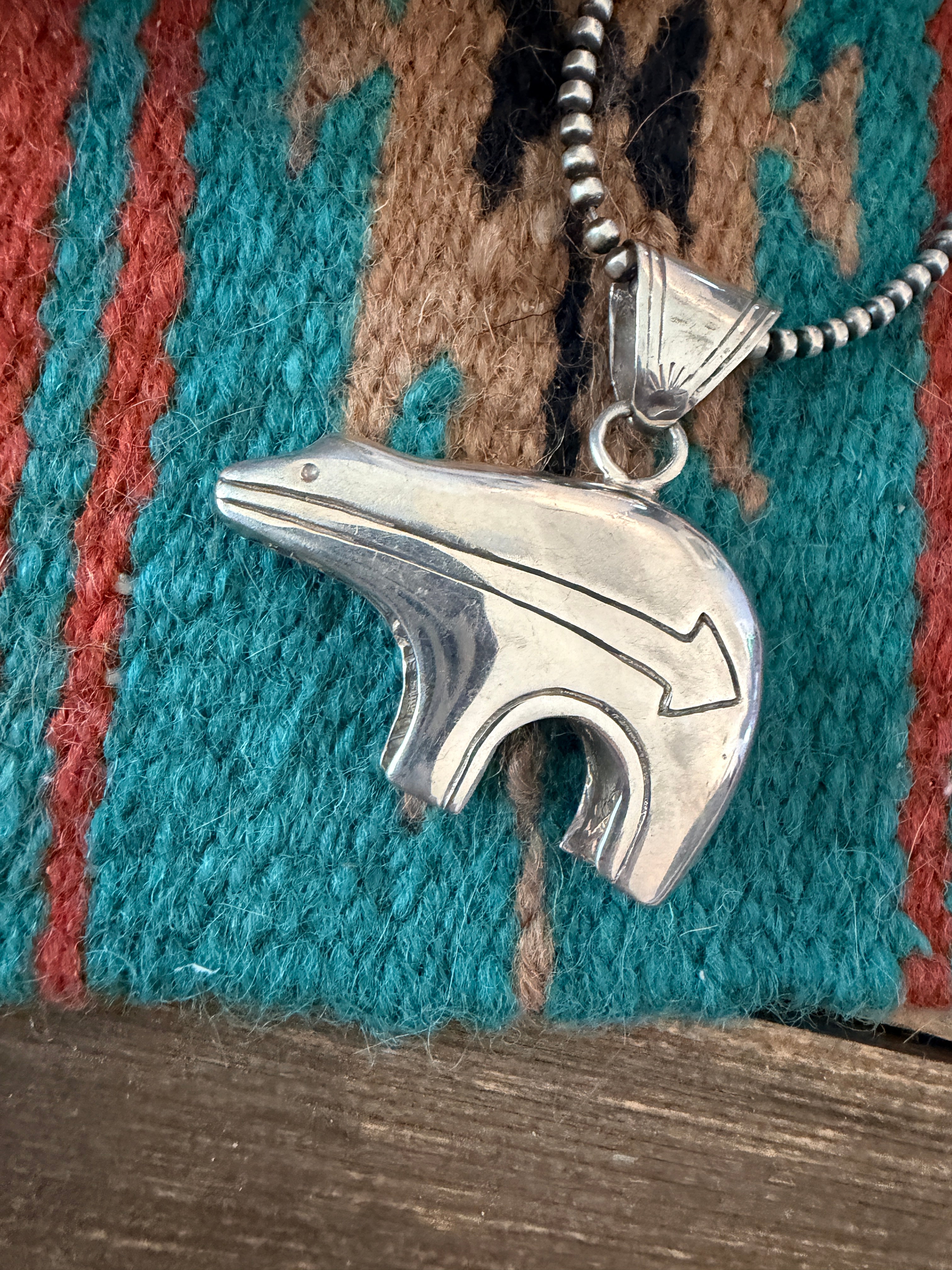 Old Pawn Handcrafted Sterling Silver Fetish Bear Pendant