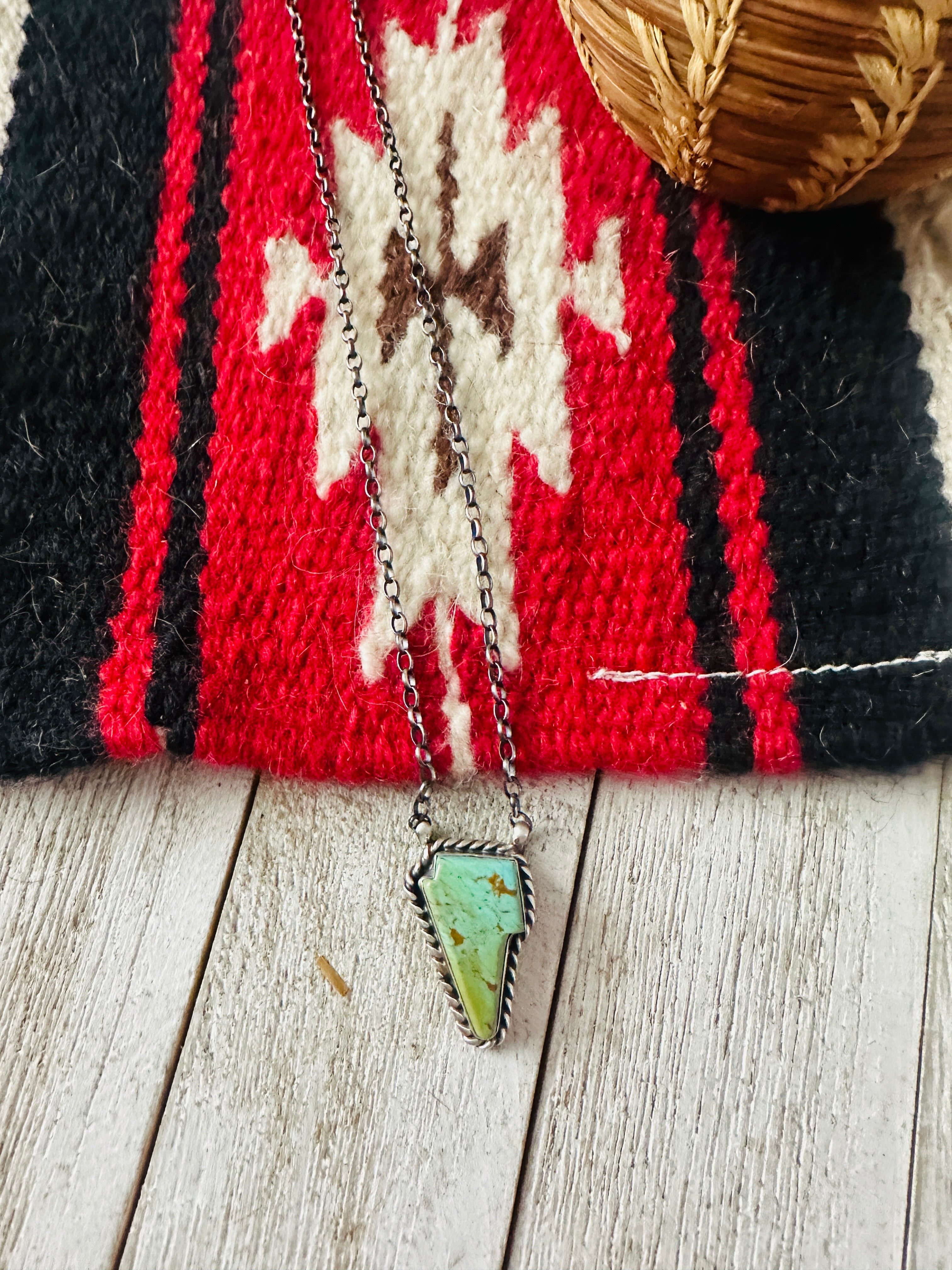 Handcrafted Sterling Silver & Turquoise Lightening Bolt Necklace