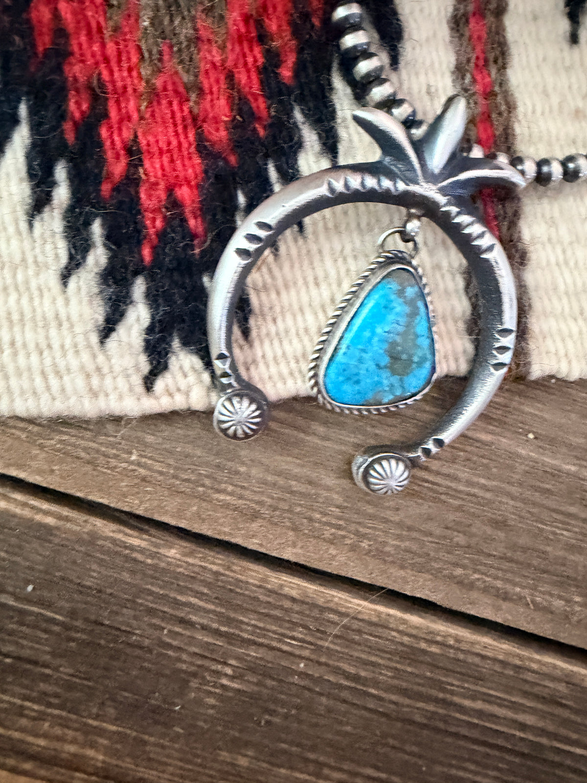 Handcrafted Sterling Silver & Turquoise Naja Pendant by Martha Cayatineto