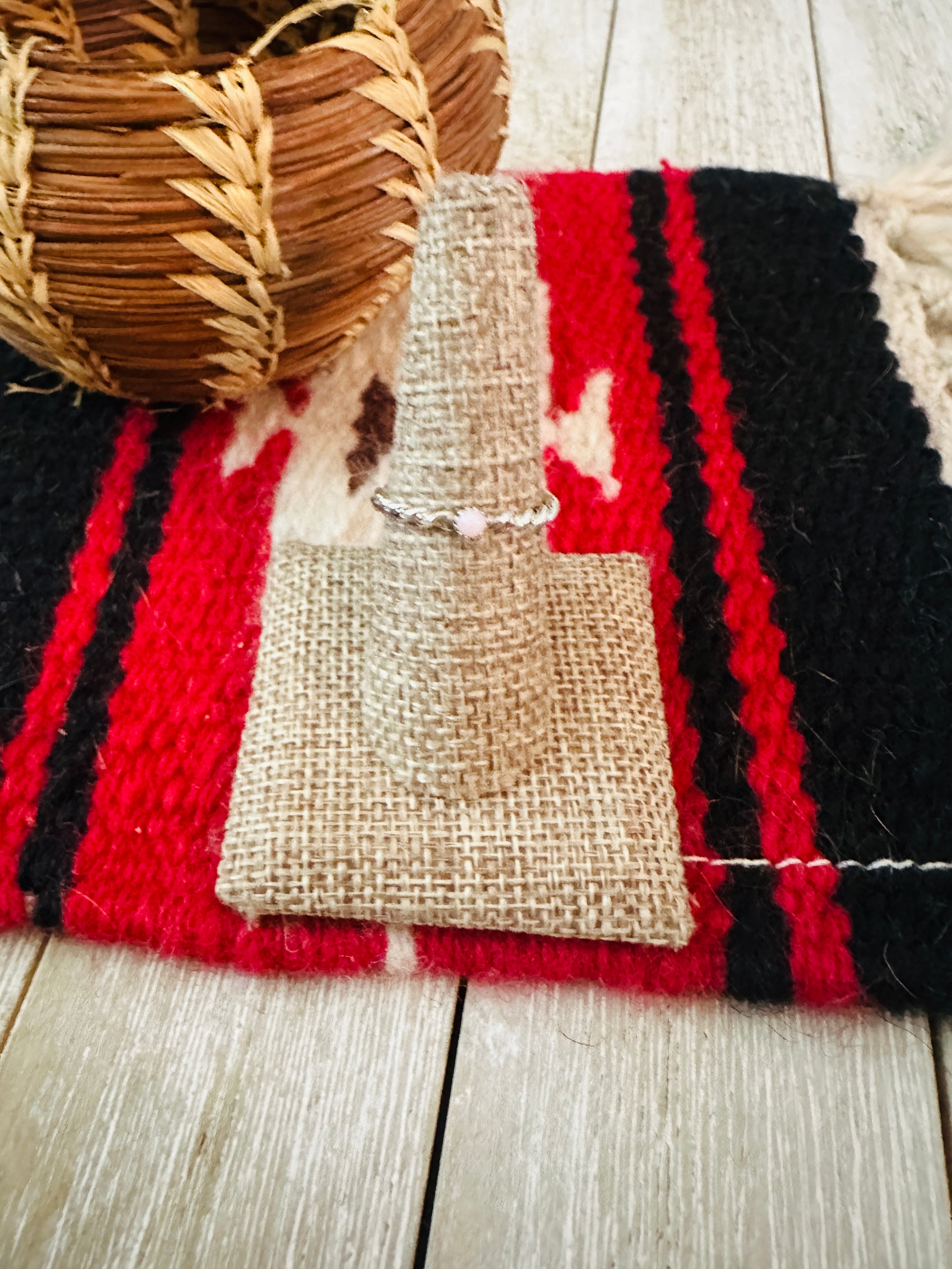 Handcrafted Queen Pink Conch & Sterling Silver Twisted Band Ring