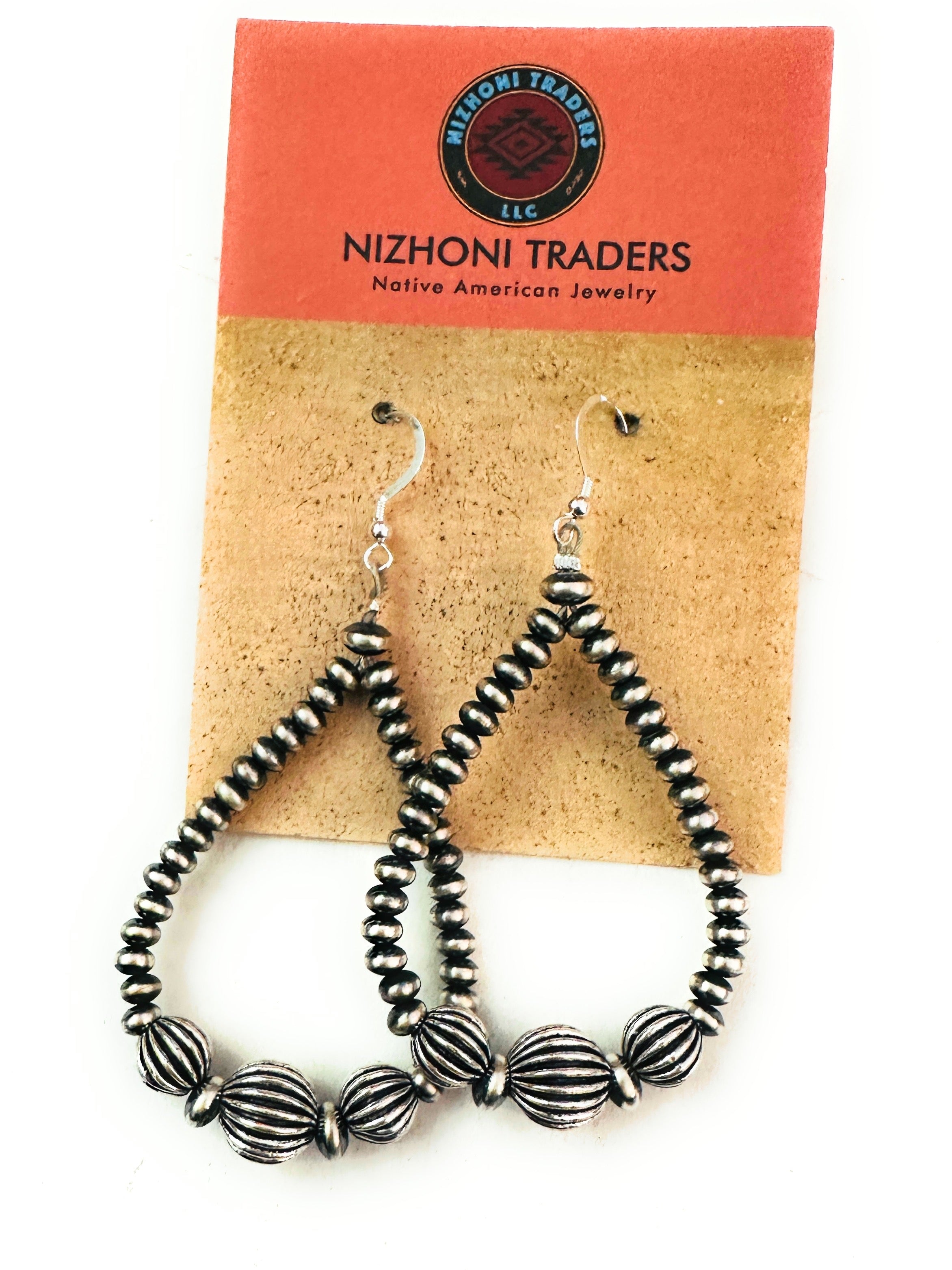 Handcrafted Sterling Silver Pearl Dangle Hoop Earrings