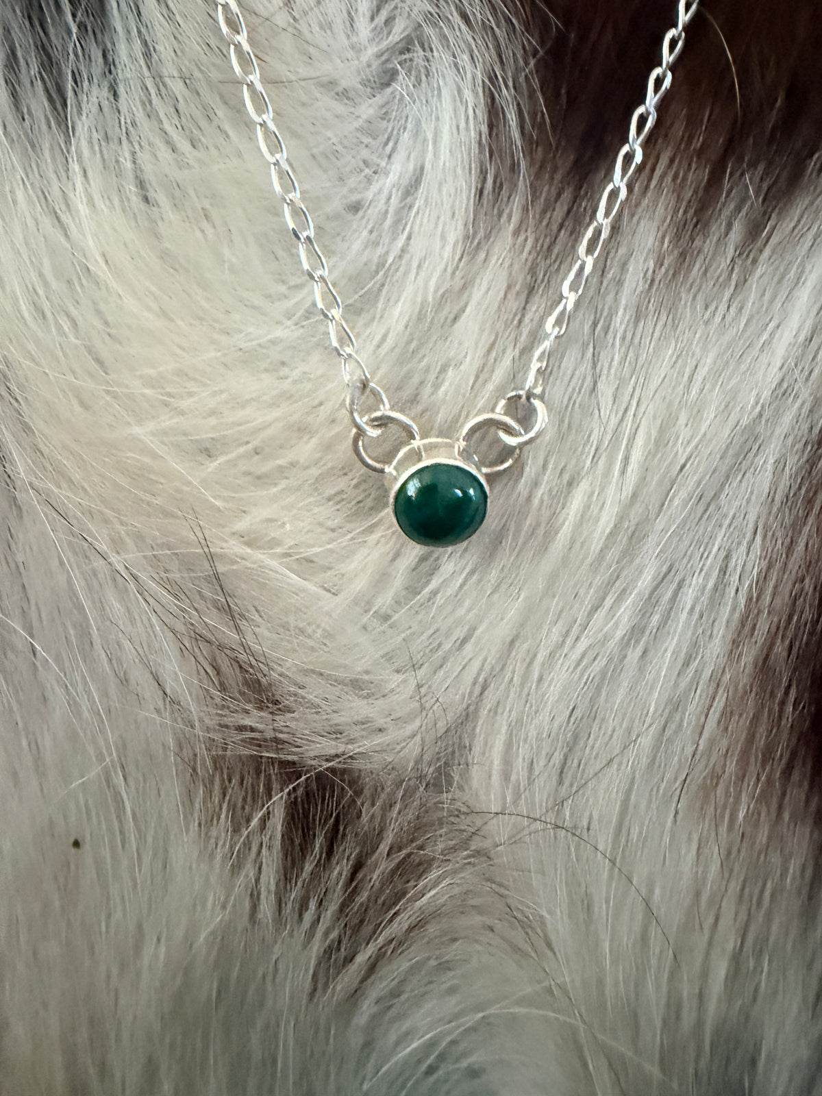 Handcrafted Sterling Silver & Malachite Dot Necklace