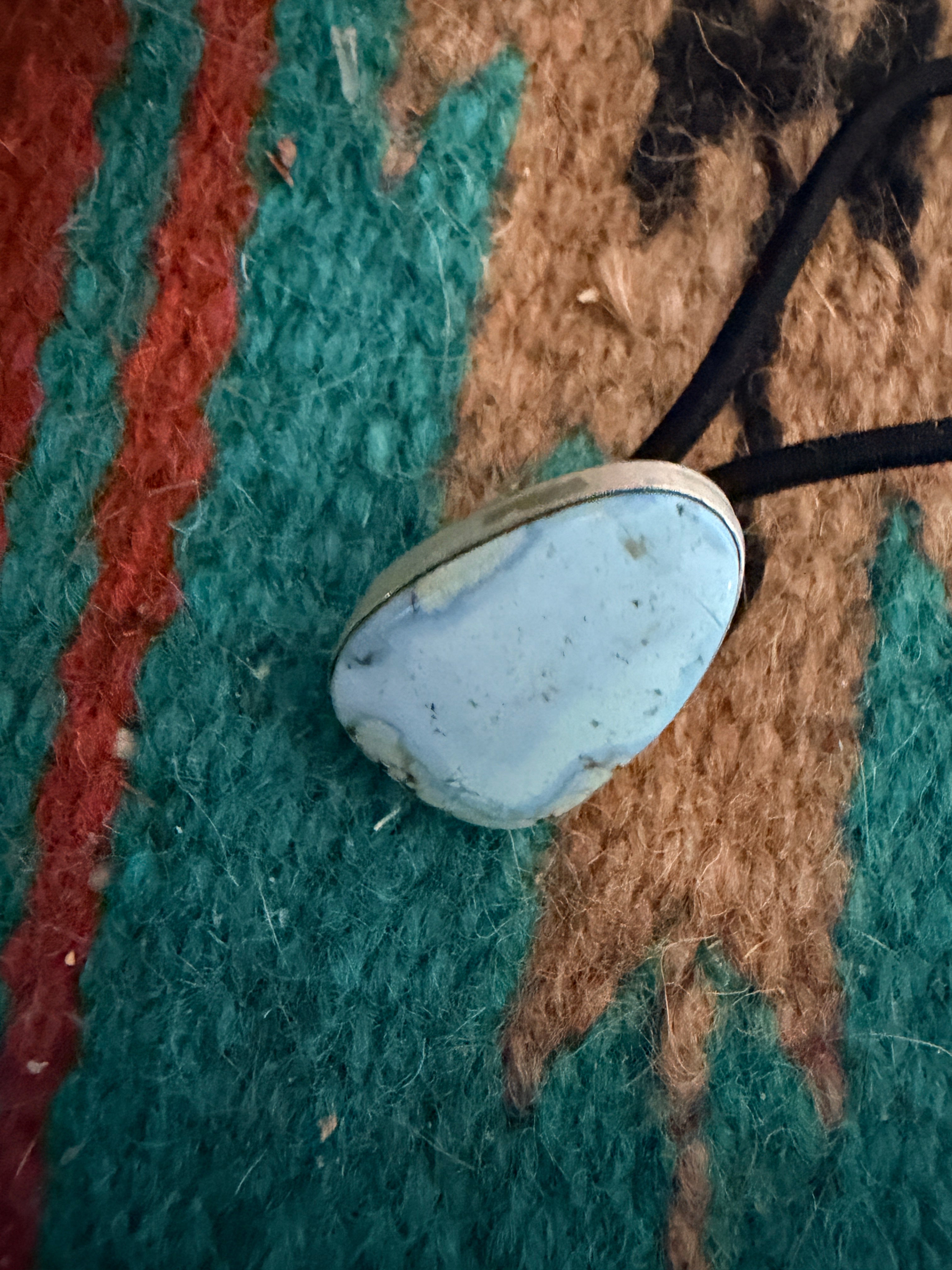 Handcrafted Golden Hills Turquoise & Sterling Silver Hair Tie Charm