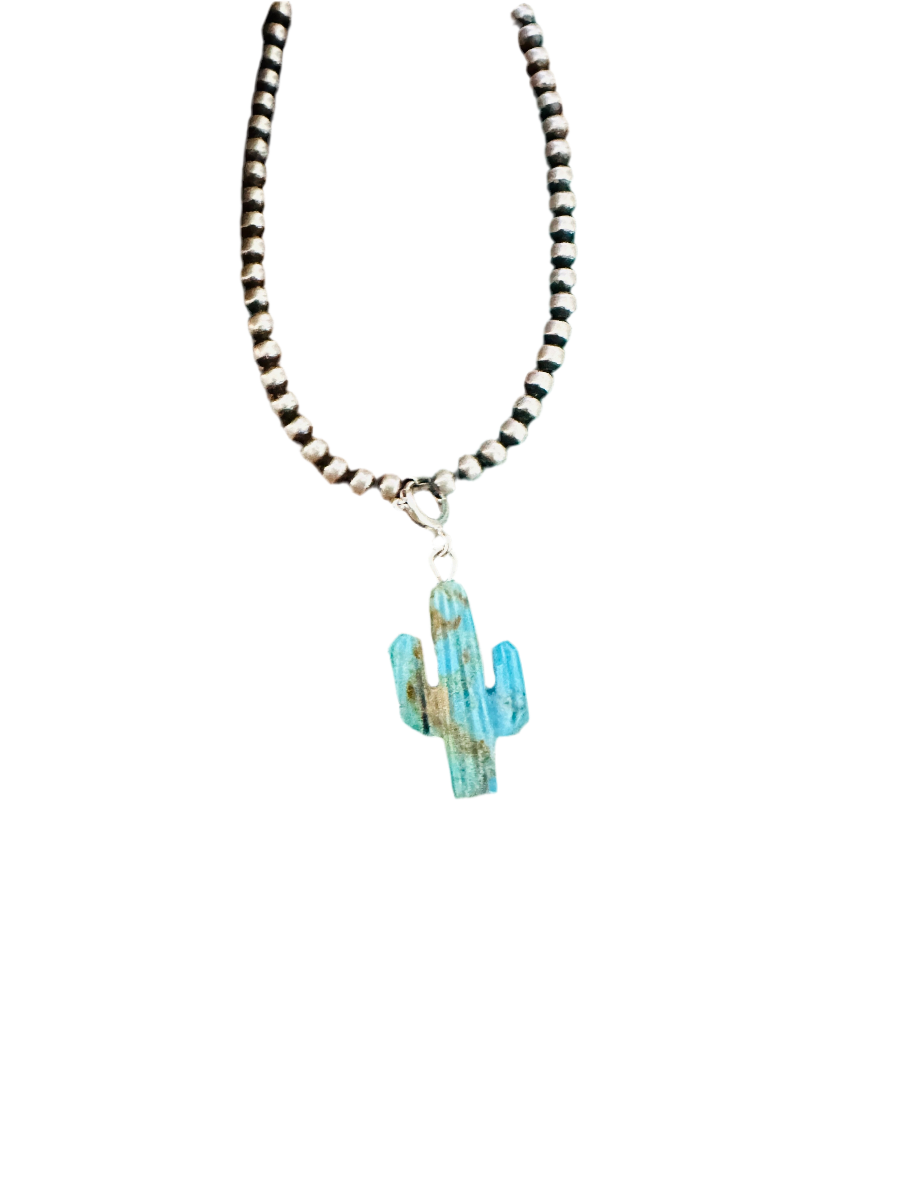 Hand Carved Turquoise Saguaro Cactus Charm