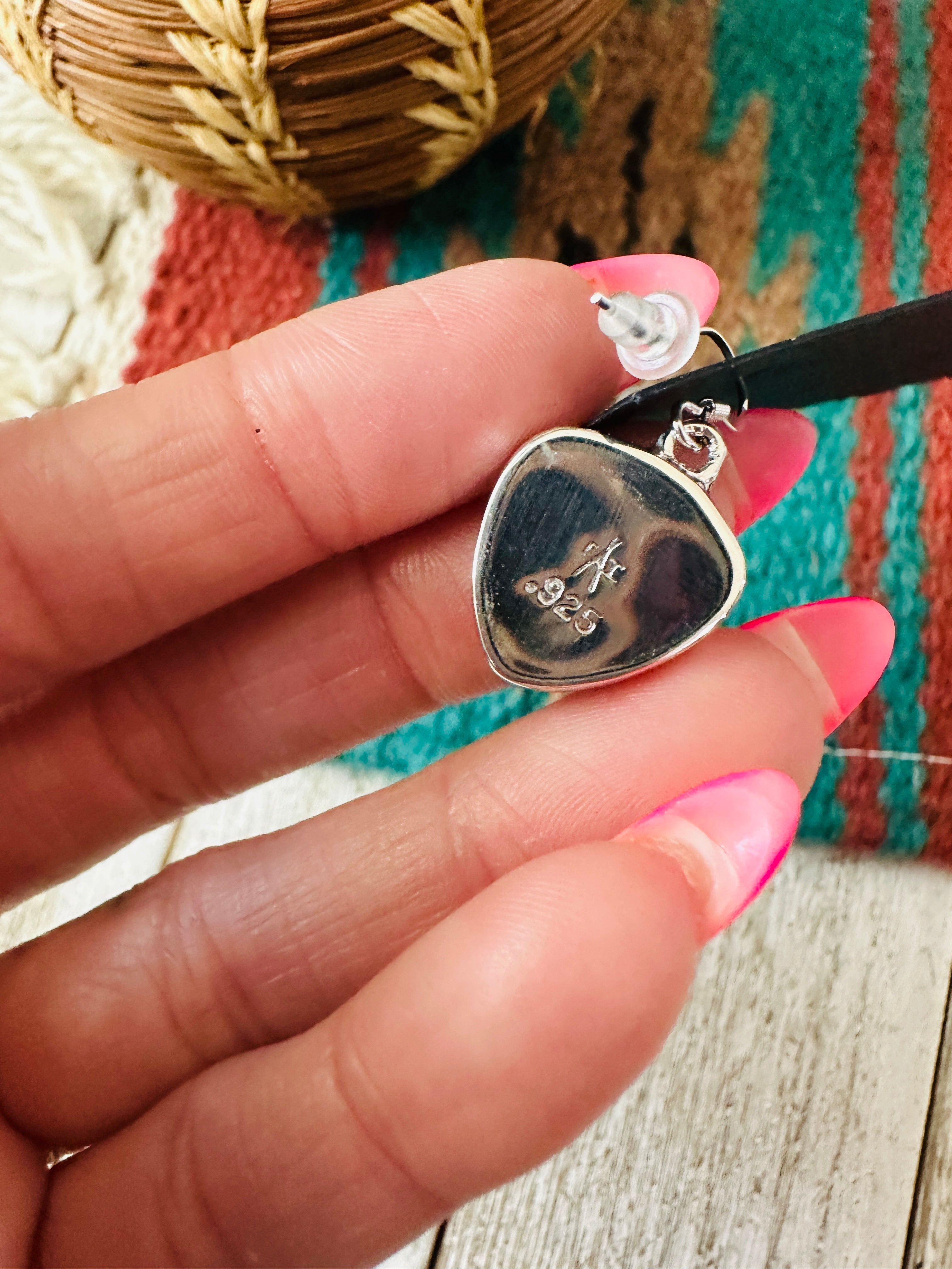 Handcrafted Cotton Candy and Sterling Silver Inlay Dangle Earrings